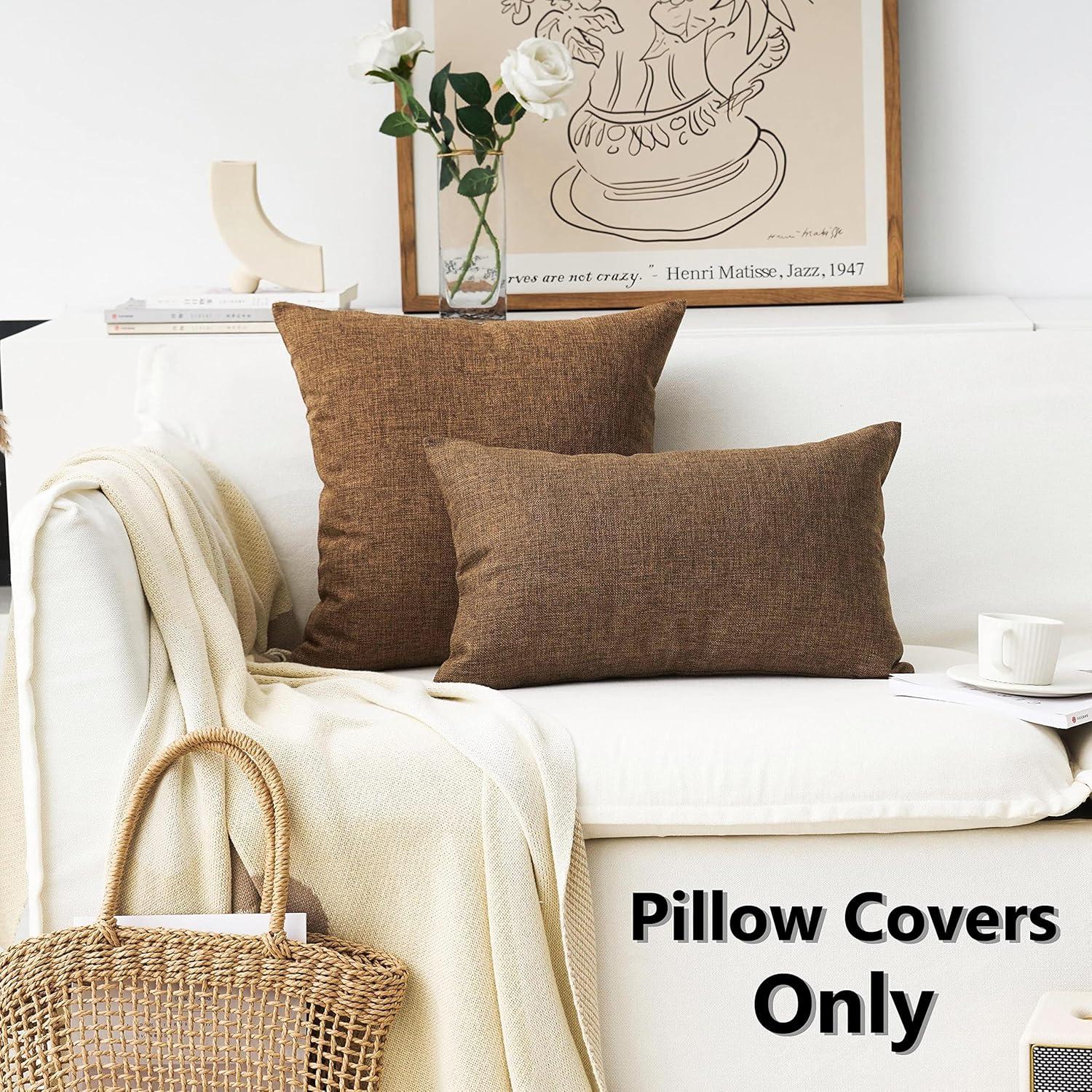 Nmkwnr Linen Square Cushion Covers Pillowcases Decorative Throw Pillow Covers for Sofa Living Room Bed, 18 x 18 inch