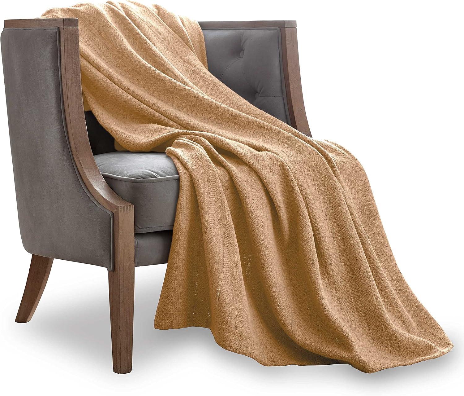 Vellux Vellux 100% Cotton Blanket - Soft, Breathable, Cozy & Lightweight Thermal Blanket  All-Season Blanket Perfect for Layering Bed, Couch & Sofa - Hotel Quality
