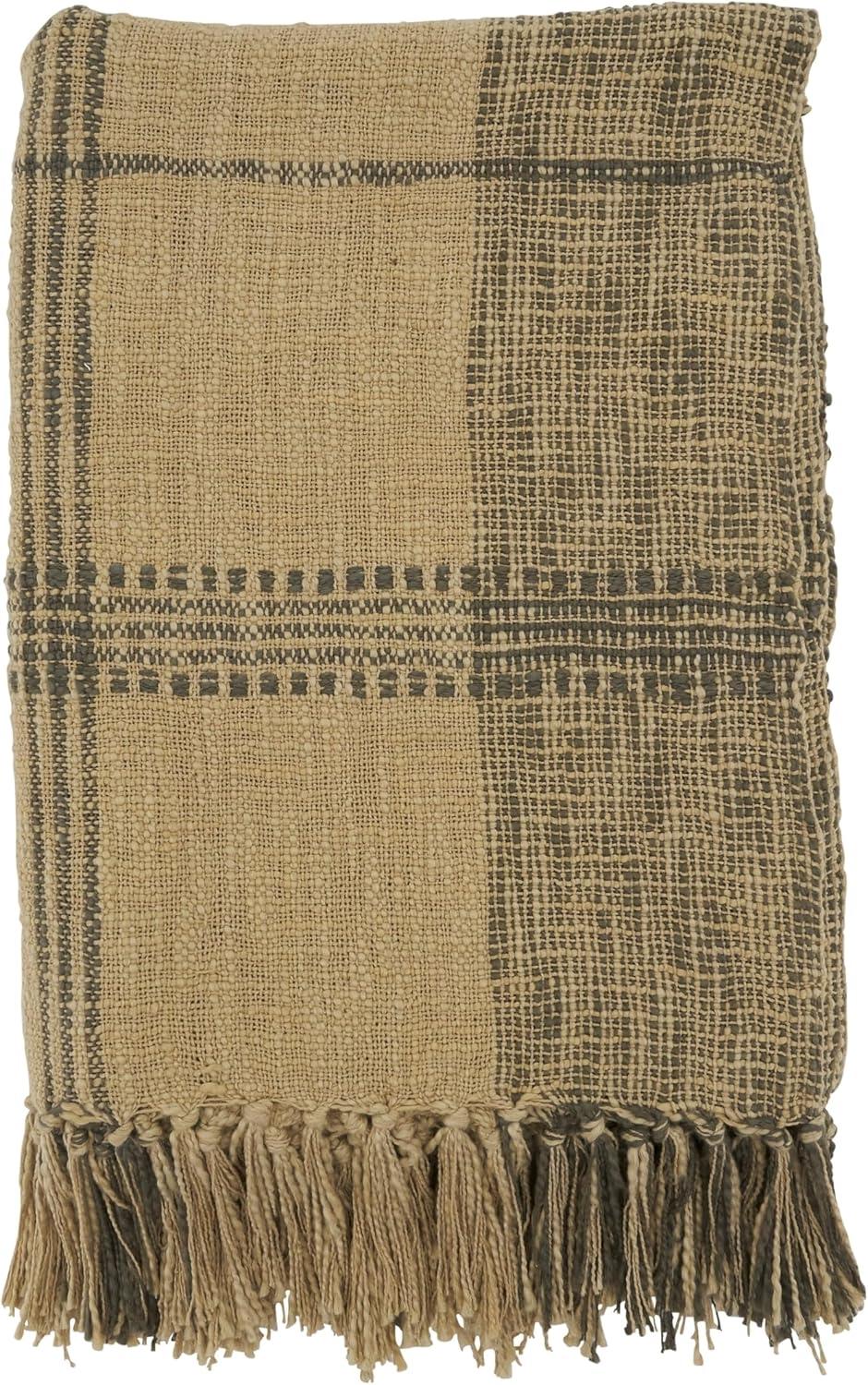 50"x70" Oversized Plaid Cotton Throw Blanket Black - Saro Lifestyle: Traditional Style, Hand Wash, Year Round Comfort