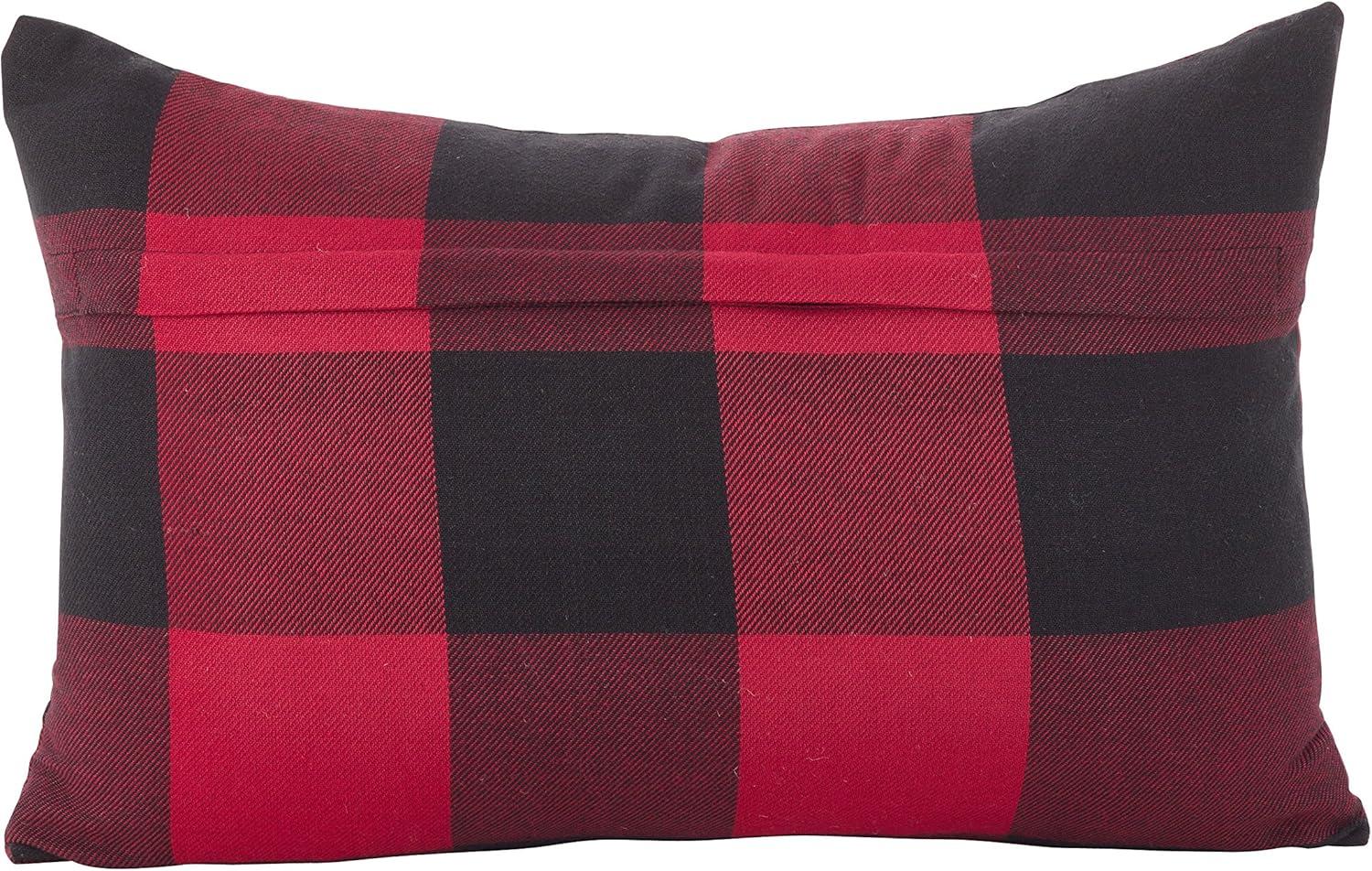 Saro Lifestyle  13 x 20 in. Buffalo Check Plaid Design Cotton Poly Filled Throw Pillow, Red