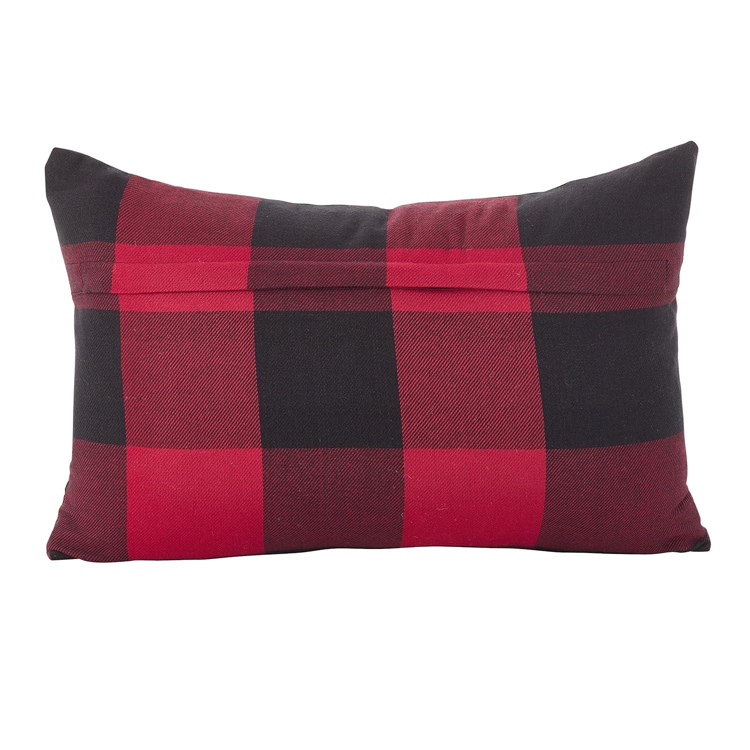 Saro Birmingham Collection Plaid Cotton Reversible Throw Pillow
