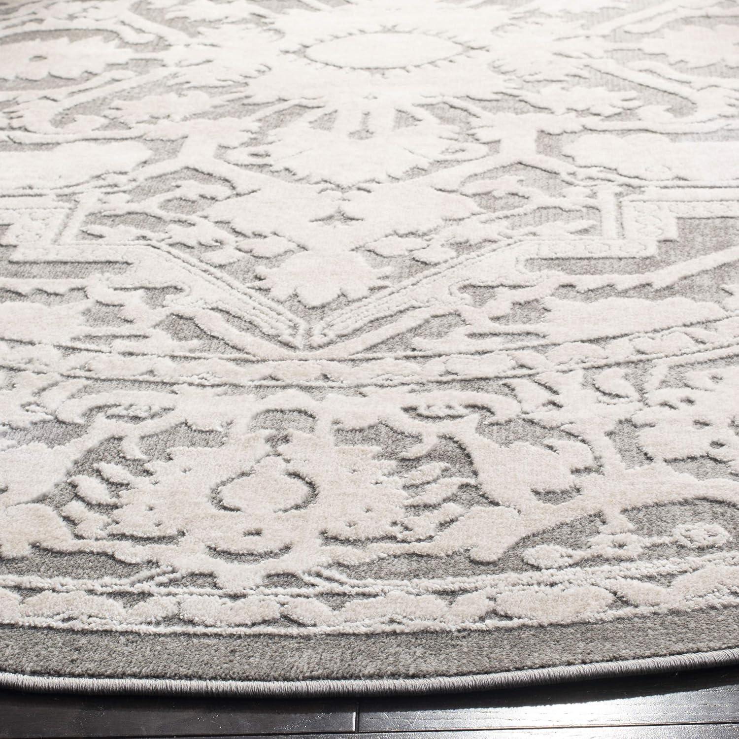Reflection RFT665 Power Loomed Indoor Area Rug - 6'7" Round - Dark Grey/Cream - Safavieh