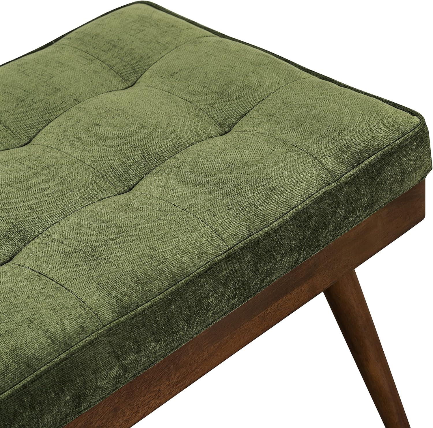 Poly and Bark Poly & Bark Luca Fabric Bench - Tufted Seat with Solid Wood Legs Distressed Green Velvet Velvet Velvet