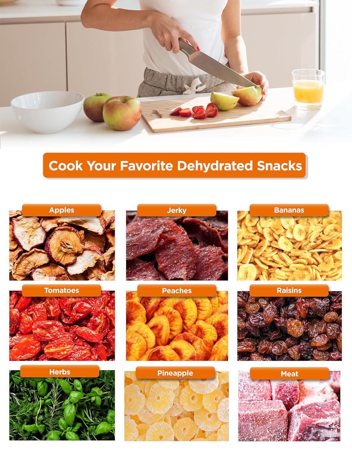 COMMERCIAL CHEF Food Dehydrator with 5 Adjustable Height Trays, Stainless Steel