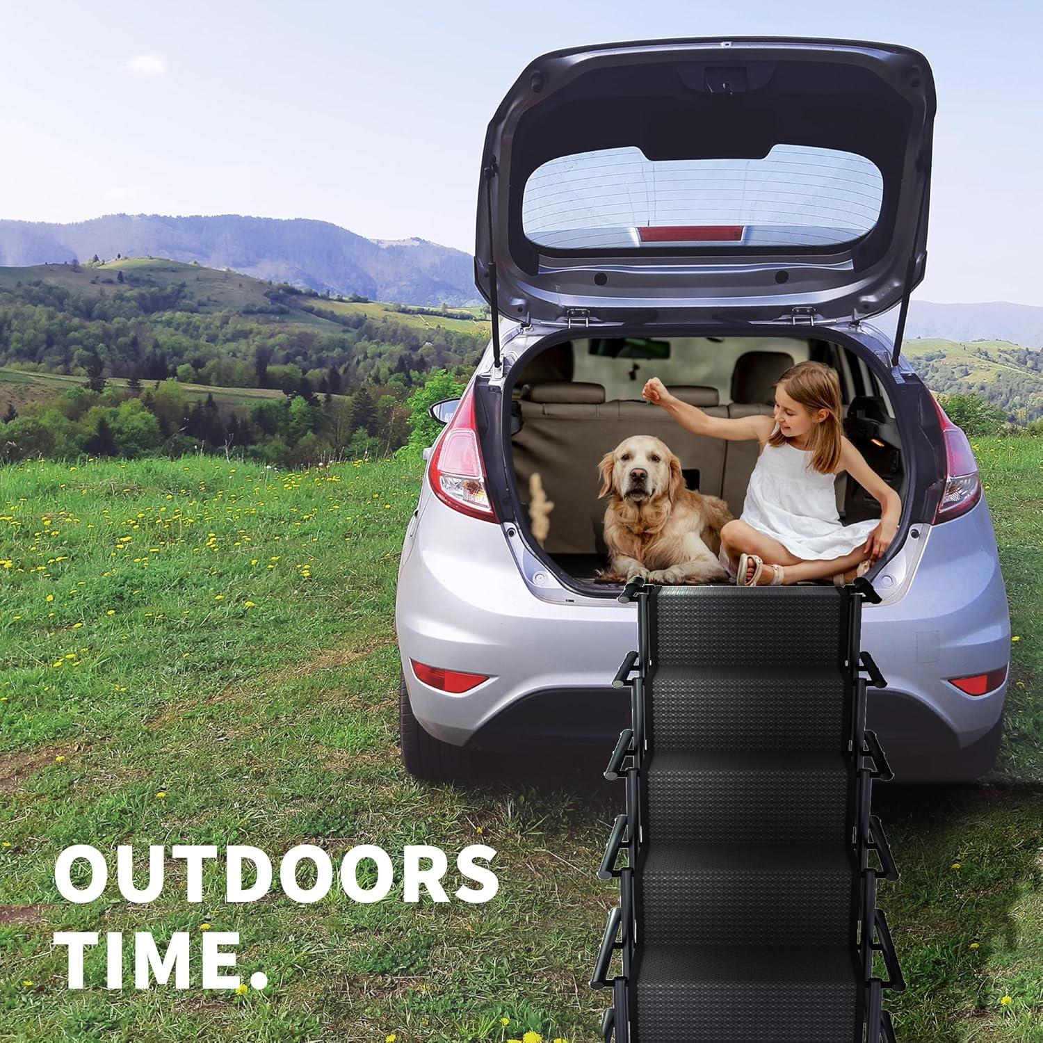 Dog Car Ramp, Portable Dog Steps Ladder, Foldable Dog Stairs With Non-Slip Surface