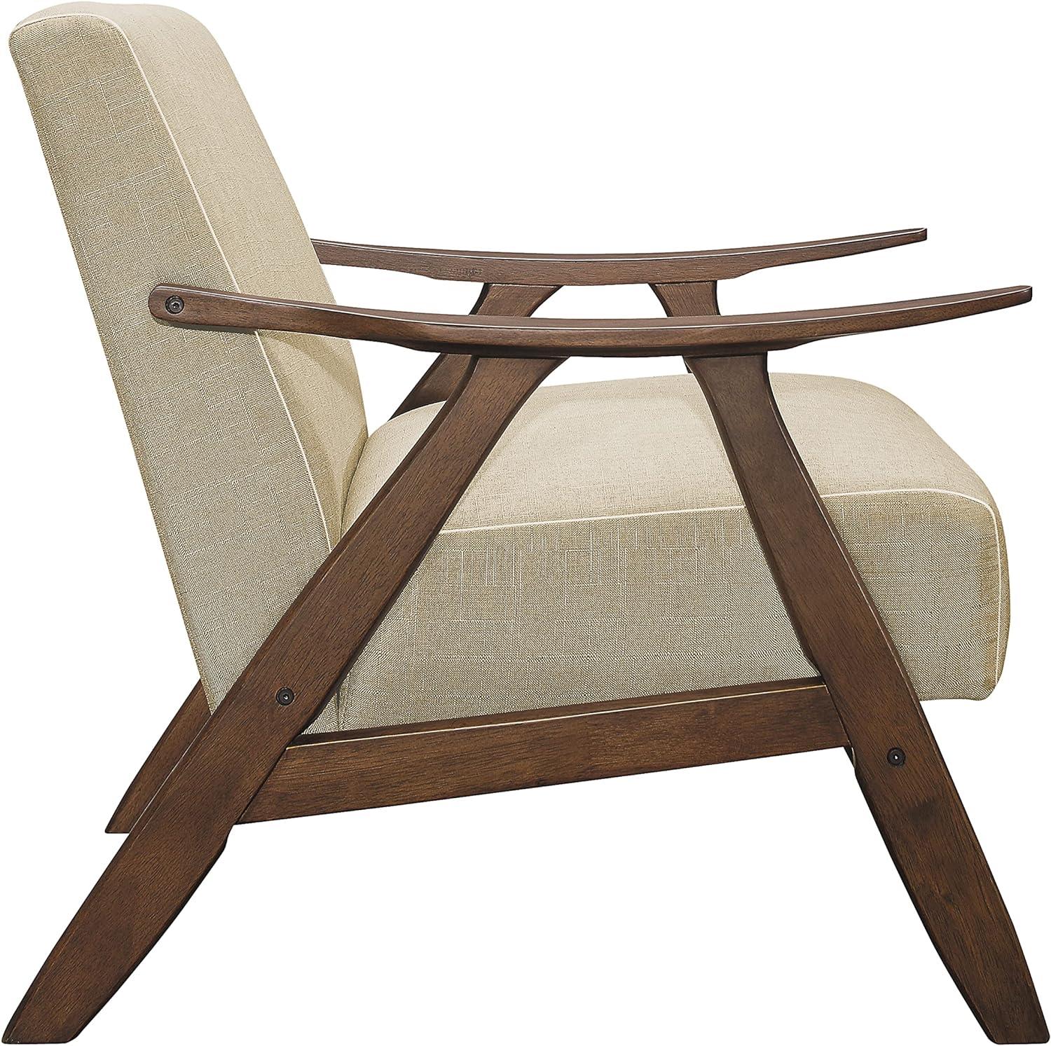 Lexicon Transitional Walnut Wood Accent Chair in Light Brown Fabric