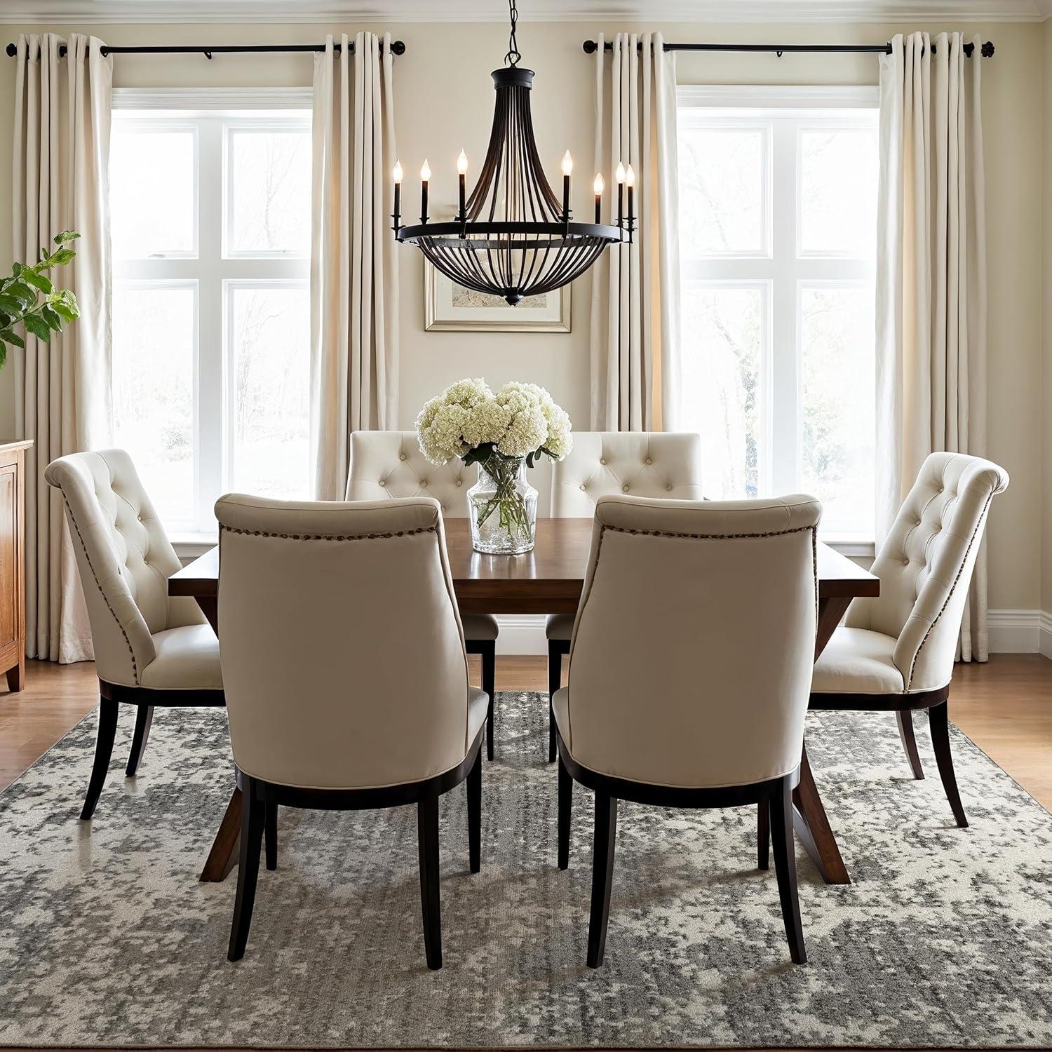 Deedra Modern Abstract Power Loom Performance Gray/White Rug