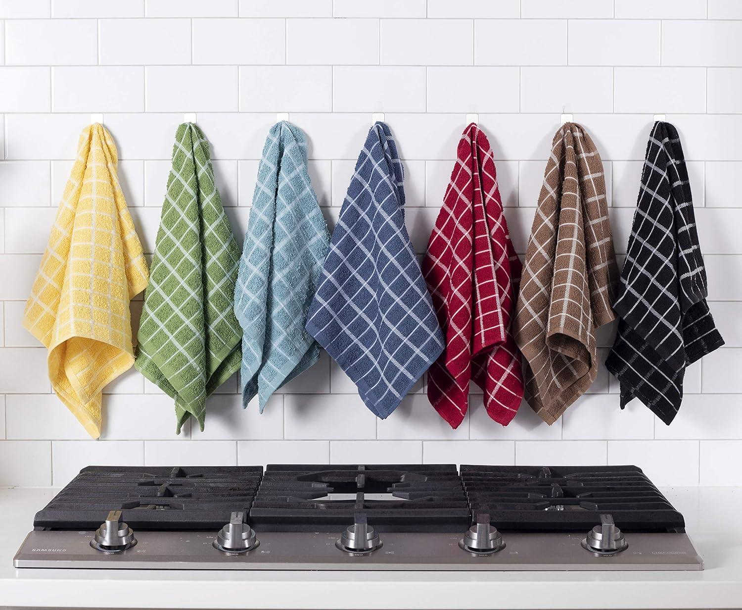 Dew Terry Cotton Check Kitchen Towel Set, 3-Pack