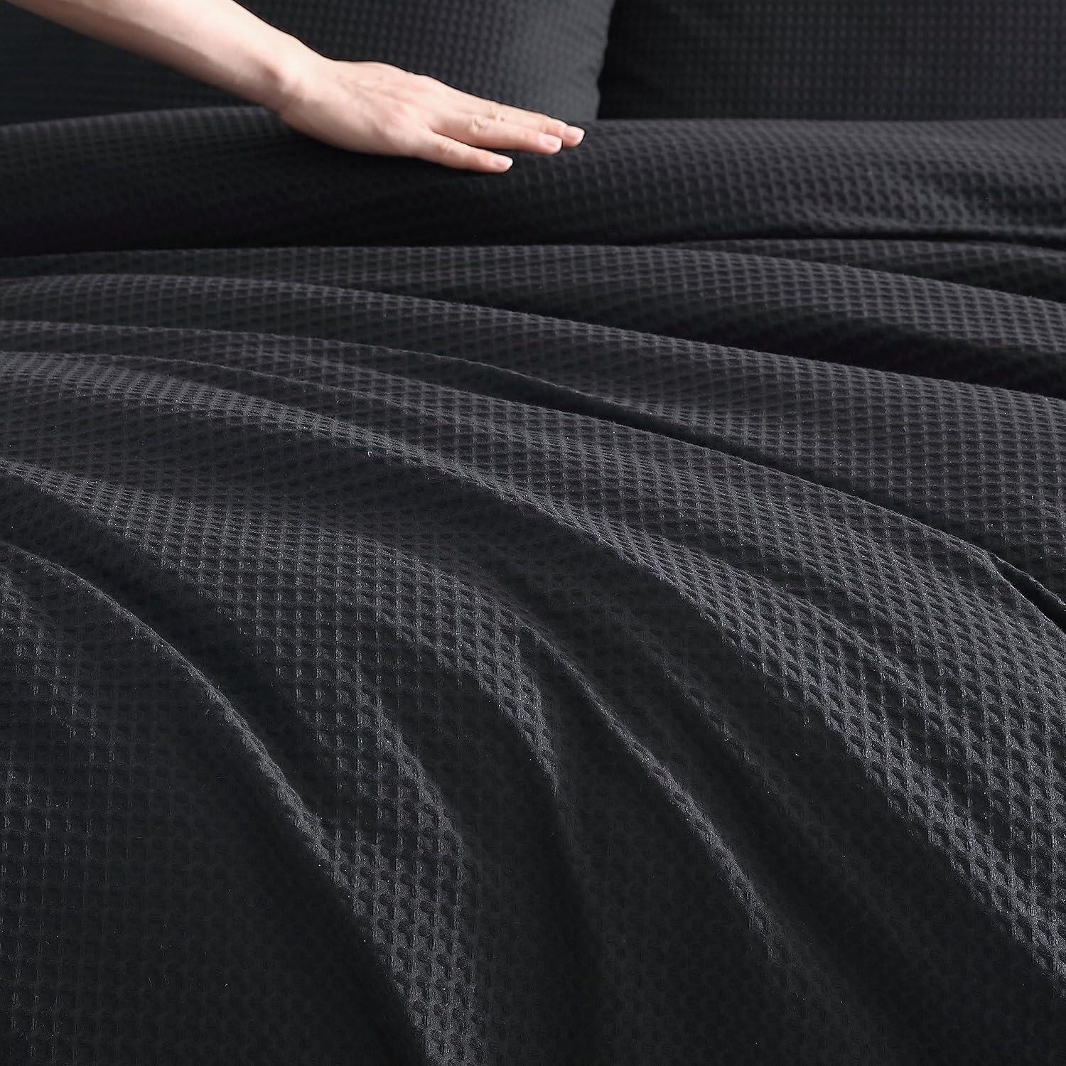 King Black Cotton Reversible Comforter Set with Shams