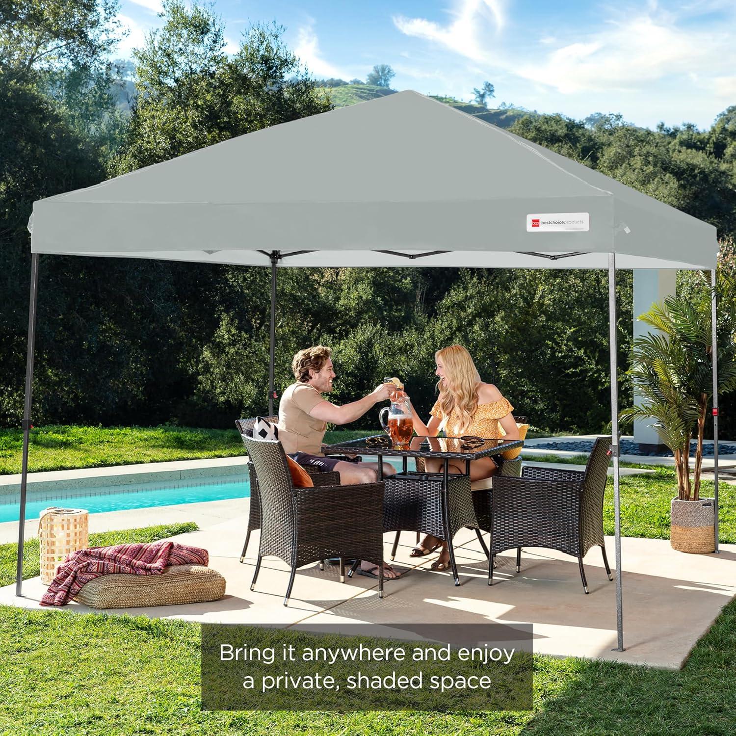 Best Choice Products Best Choice Products Easy Setup Pop Up Canopy W/ 1-Button Setup, Wheeled Case, 4 Weight Bags