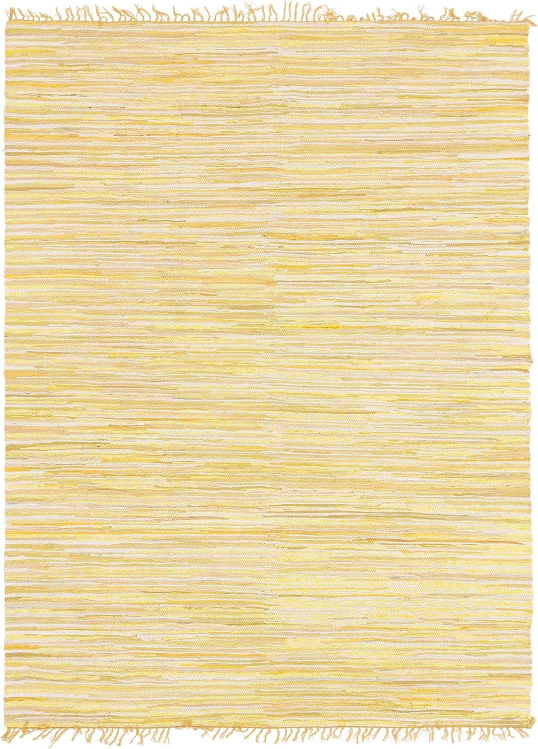 Handwoven Sunshine Stripe 9' x 12' Yellow Cotton Area Rug