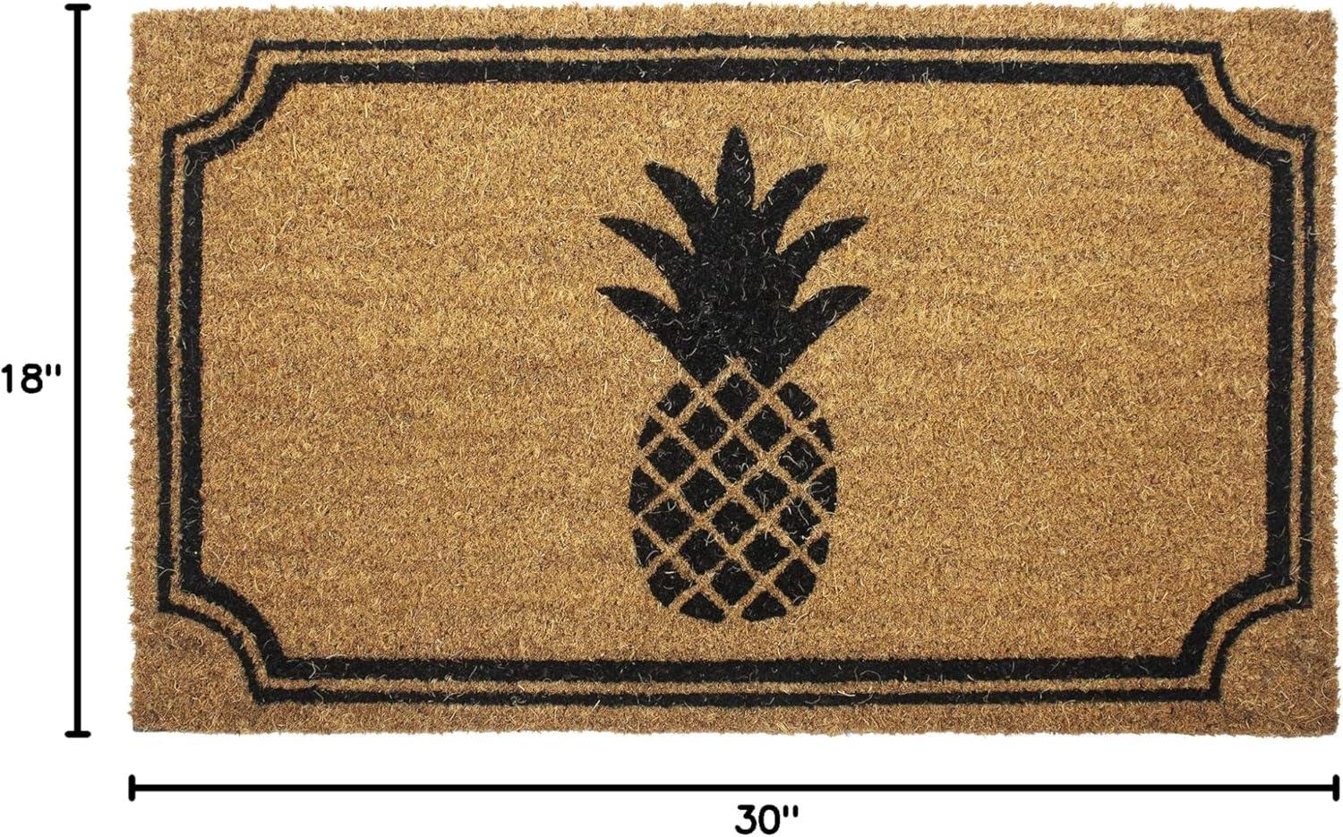 1'5" x 2'5" Pineapple Indoor/Outdoor Coir Doormat Natural/Black - Entryways: Welcome Mat, PVC Backed, Shake Clean