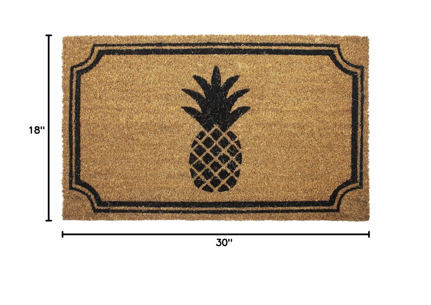 1'5" x 2'5" Pineapple Indoor/Outdoor Coir Doormat Natural/Black - Entryways: Welcome Mat, PVC Backed, Shake Clean