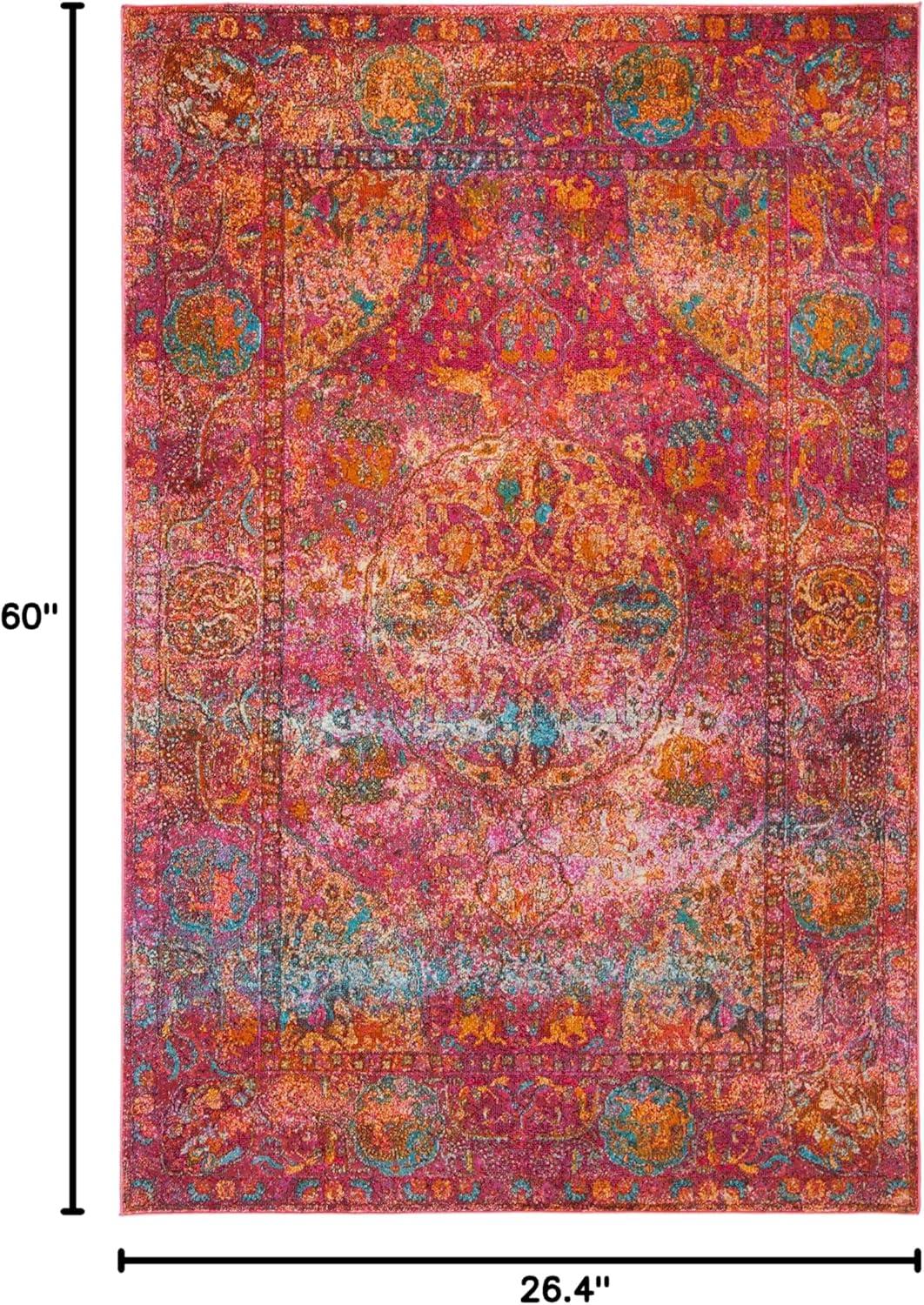 SAFAVIEH Luxor Metha Floral Bordered Area Rug, Fuchsia/Gold, 4' x 6'