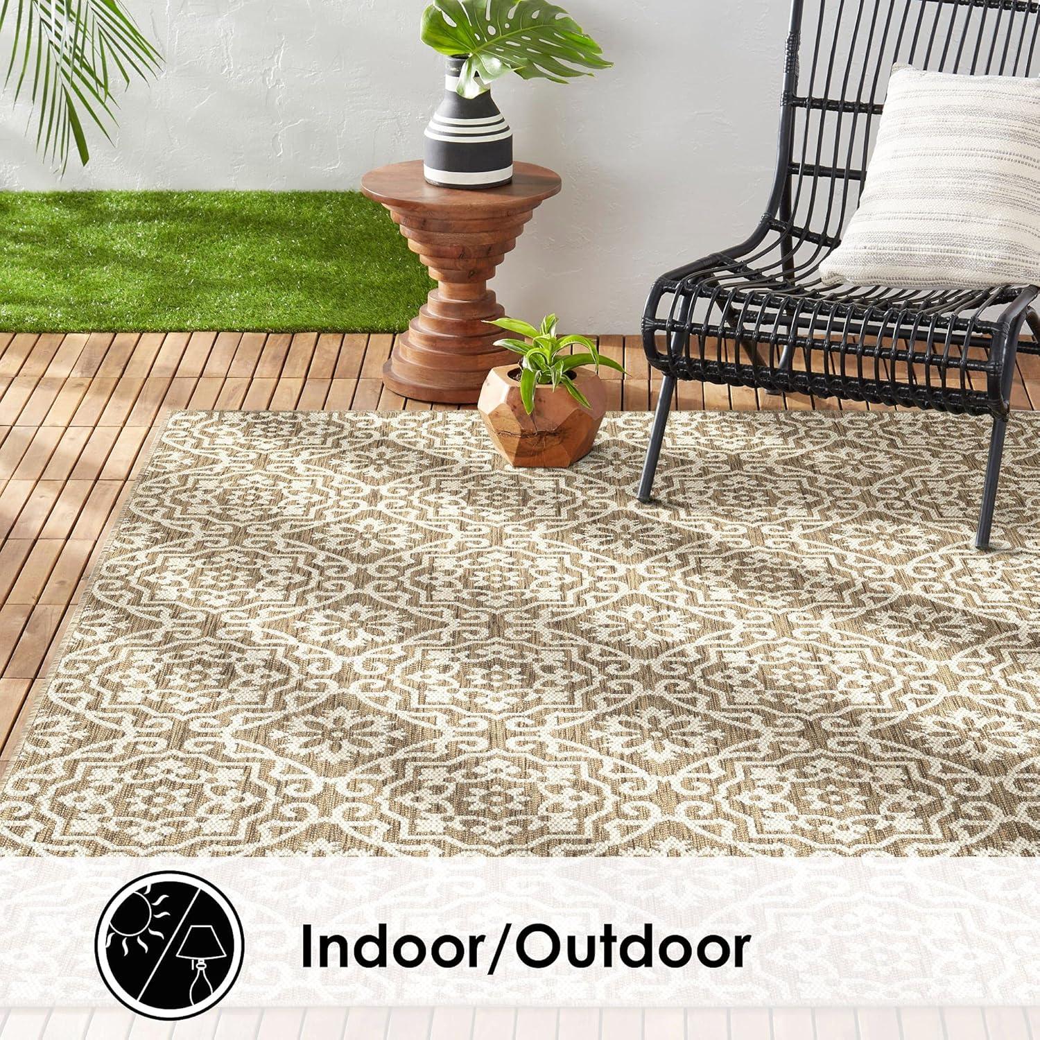Nicole Miller New York Patio Country Danica Geometric Indoor/Outdoor Area Rug, Brown/Beige