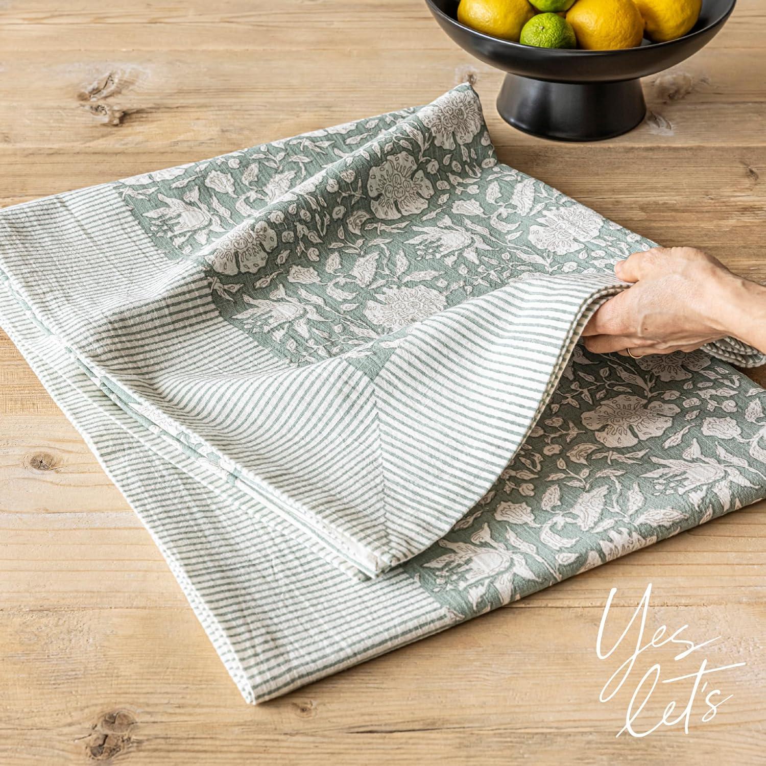 over&back Hand-Screened Tablecloth - 100% Cotton - Kitchen and Home Decor
