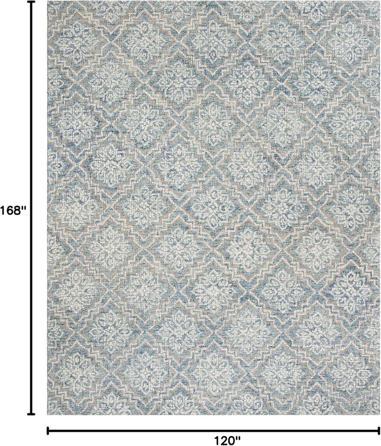 SAFAVIEH Abstract Drew Abstract Wool Area Rug, Blue/Grey, 10' x 14'