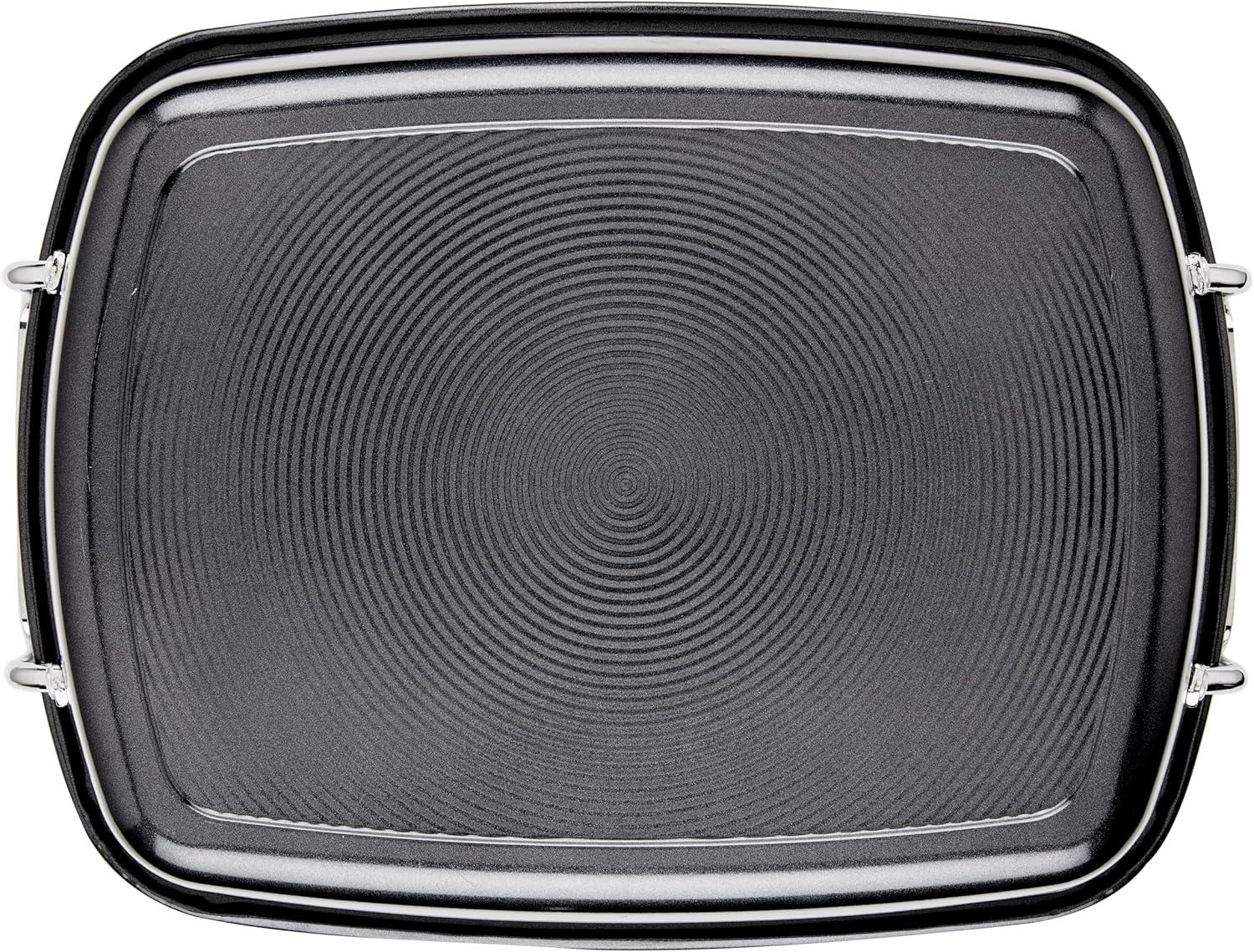 Black Nonstick Steel Roasting Pan with Rack and Handles, 17x13 Inch