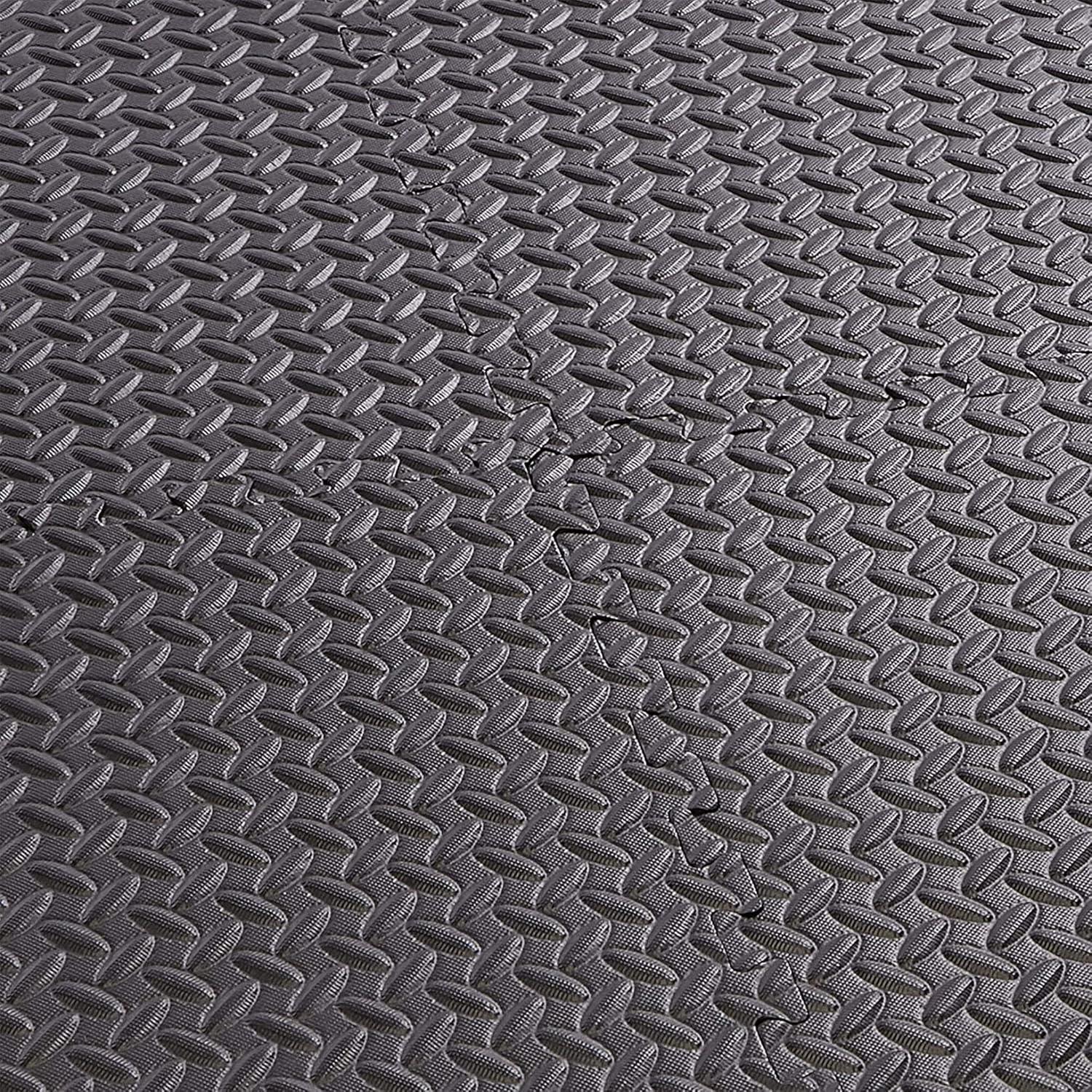BalanceFrom Fitness 96 Square Foot Interlocking Extra Thick 3/4 Inch High Density Slip Resistant Exercise Mat Tiles with 24 24 x 24 Inch Pieces, Black