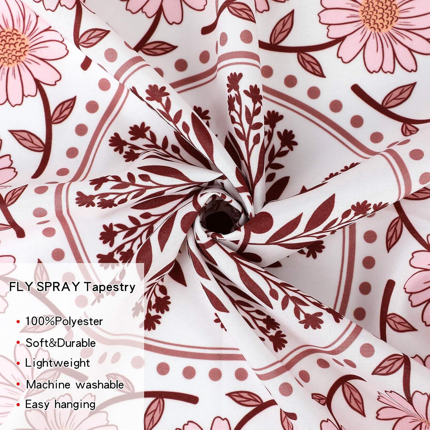 Mandala Tapestry Aesthetic,Boho Tapestry Wall Hanging,Pink Floral Medallion Tapestries,Bohemian Wall Art Hippie Decor for Bedroom Living Room Dorm 51"x59"