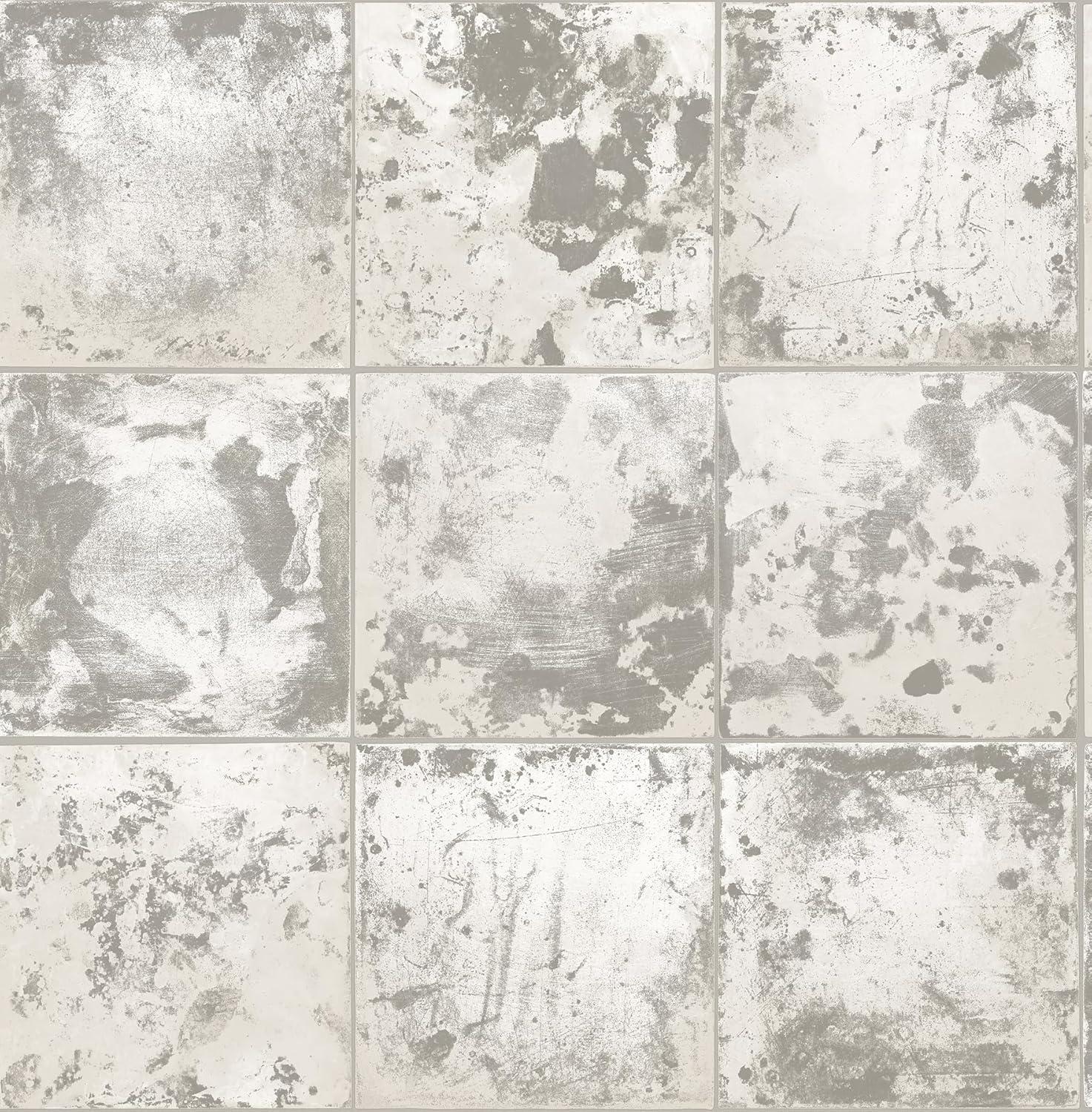 Brewster Peel and Stick 1pc Wallpaper Metal Sheet Silver