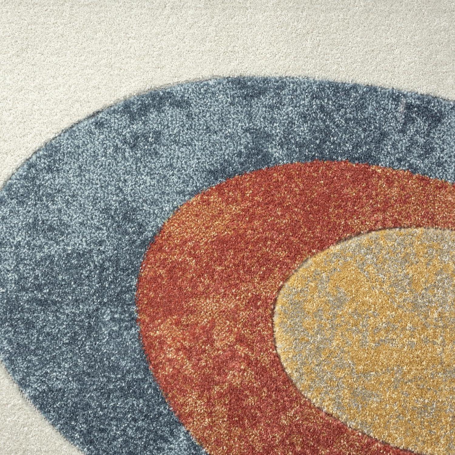 Blue and Rust Abstract 8' x 10' Synthetic Area Rug