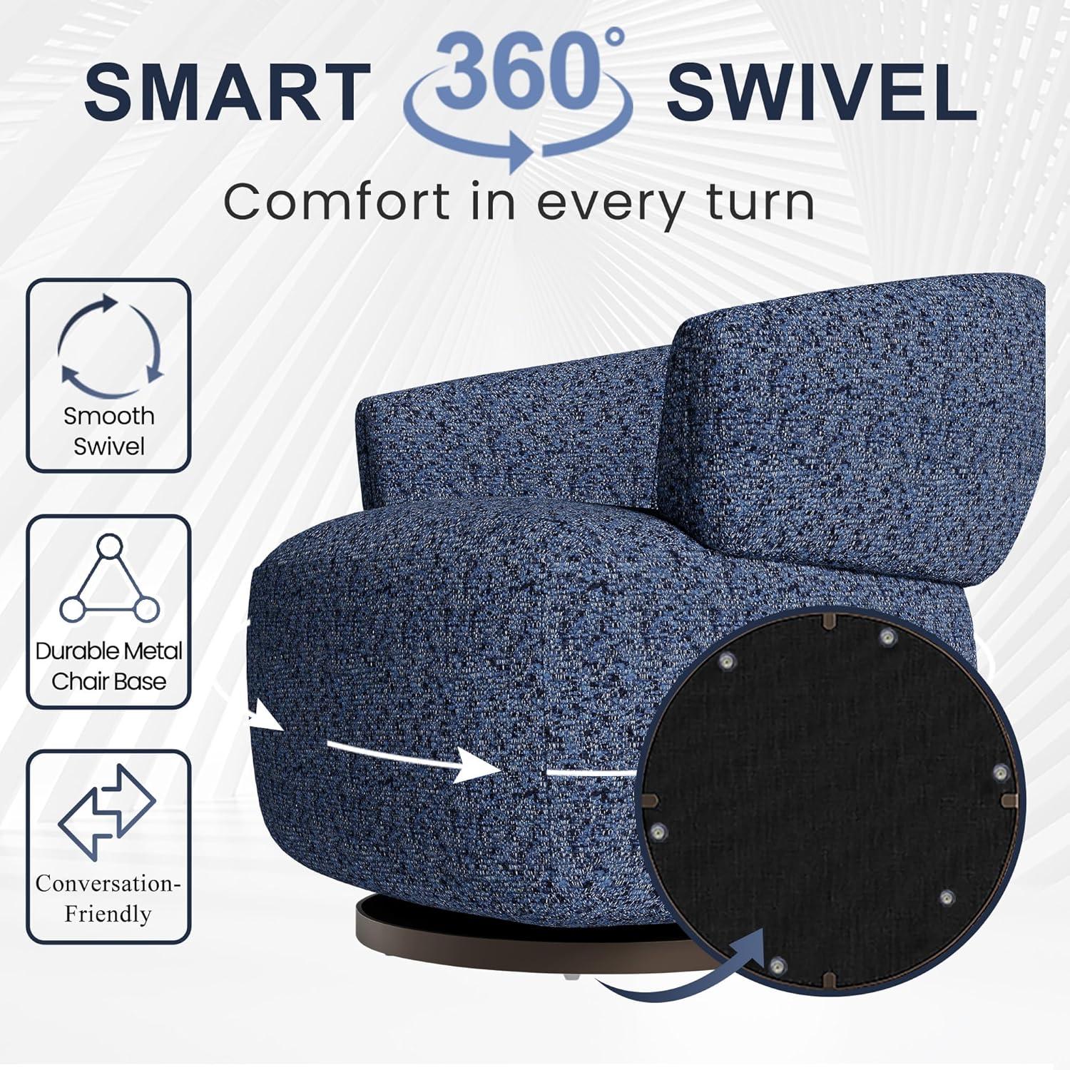 Jazmond Fully Assembled Upholstered Swivel Barrel Chair,Set of 2