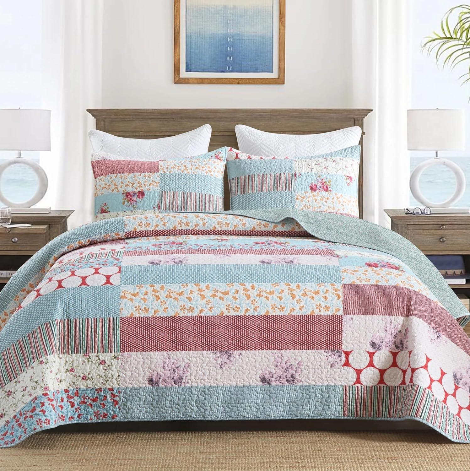 MarCielo 3 Piezas Edredón Ligero Rey, Edredón Impreso, Edredón Conjunto Ropa de Cama Manta Manta Coverlet Ligero Colcha Conjunto, Amarillo + Gris Oscuro, Tamaño King, Joni