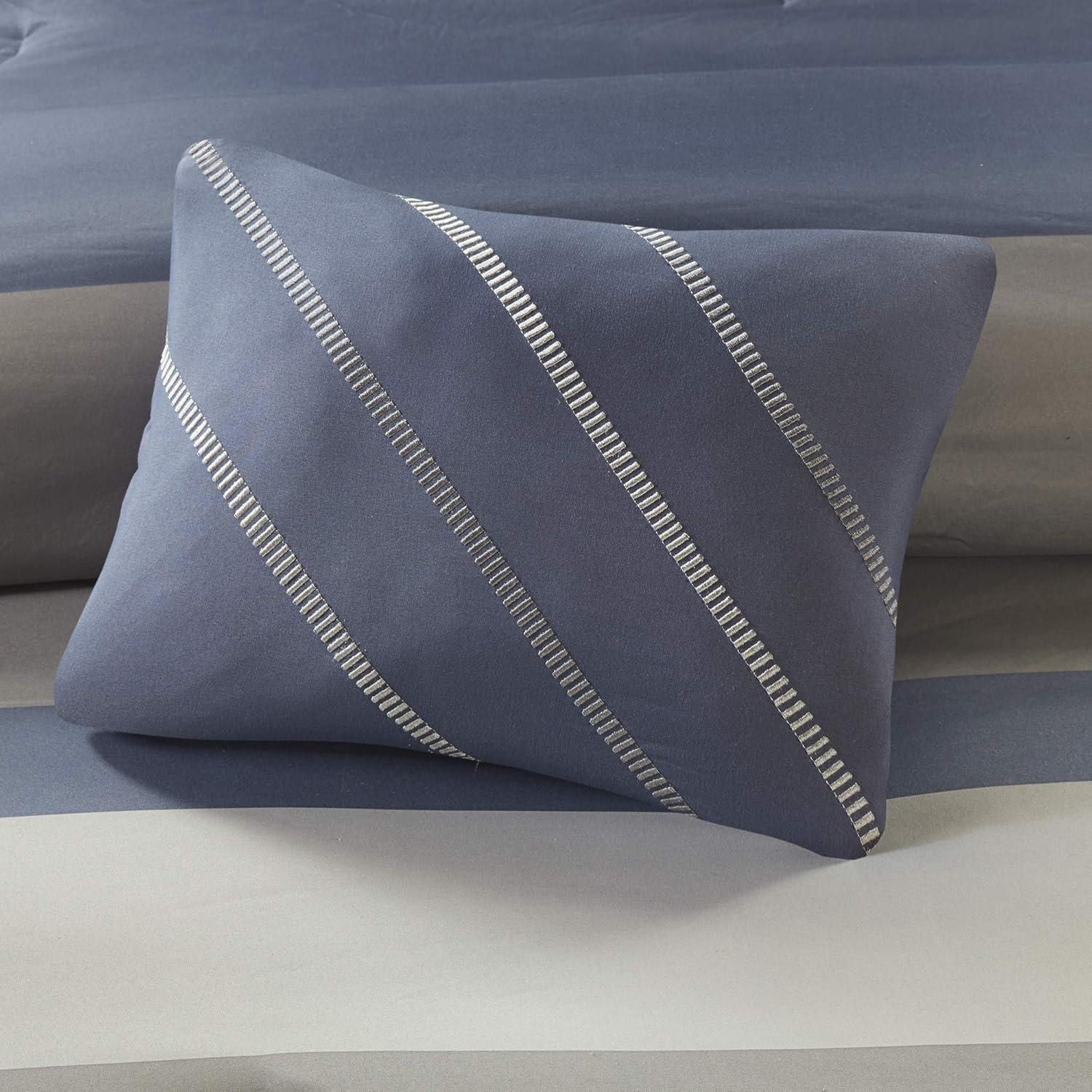 Eddie Full 8pc Complete Bed Set, Including Sheets Blue/Gray: Intelligent Design Microfiber, Hypoallergenic, OEKO-TEX Certified