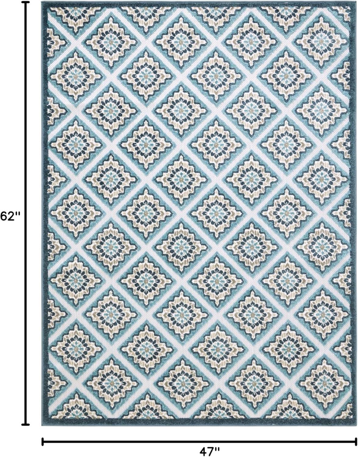 TOWN & COUNTRY EVERYDAY Brooks Retro Geo Outdoor Rug Blue Multi