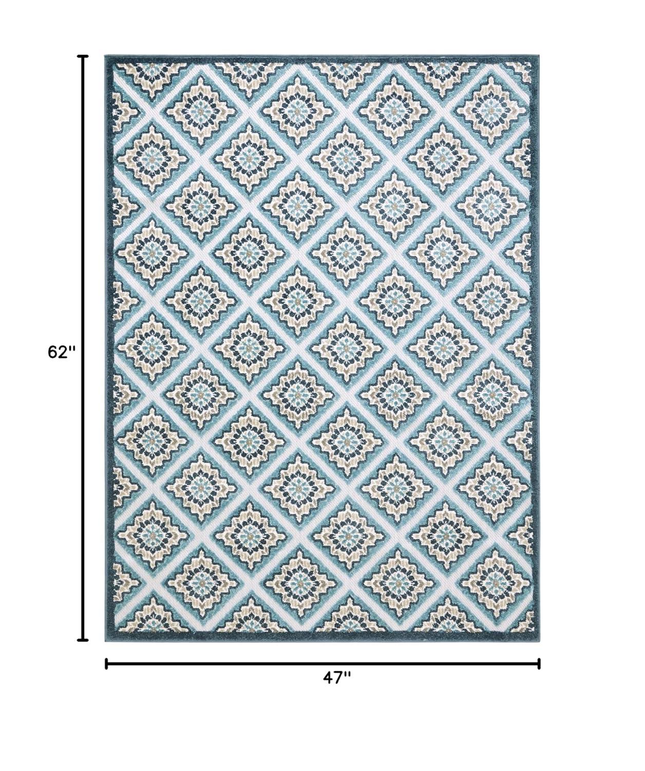 TOWN & COUNTRY EVERYDAY Brooks Retro Geo Outdoor Rug Blue Multi