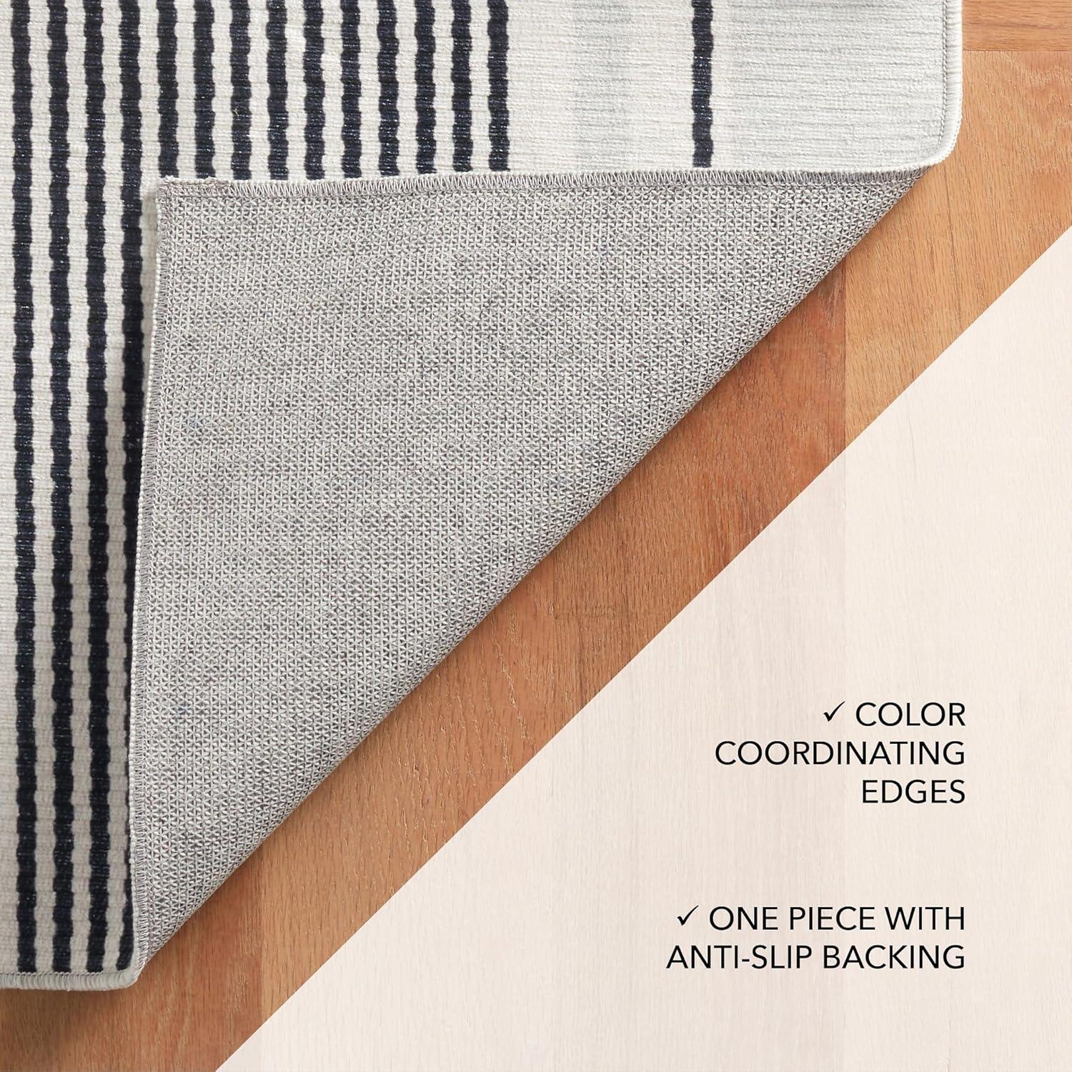 Gunner Stripe Grey Machine Washable Rug