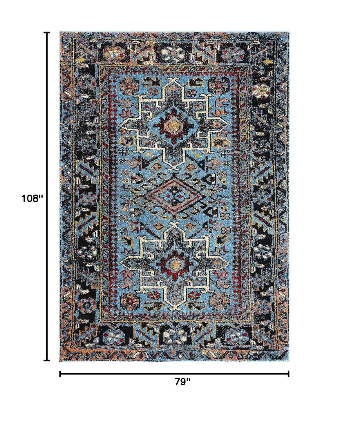 Vintage Hamadan VTH211 Power Loomed Indoor Area Rug - Light Blue/Black - 6'7"x9' - Safavieh