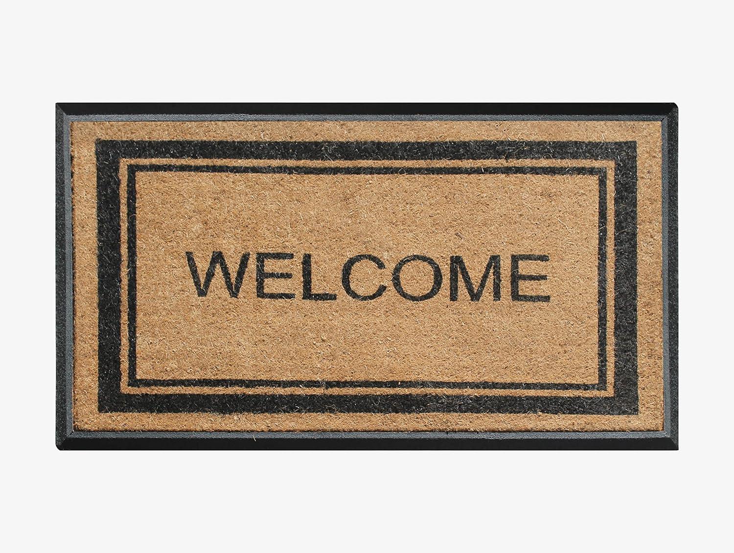 Coir & Rubber Welcome Outdoor Doormat 30"x48" Black/Beige