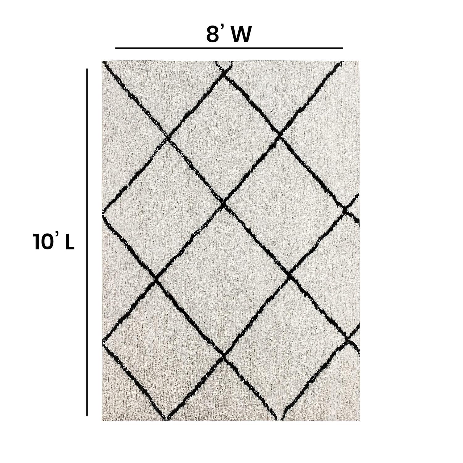 Flash Furniture Roxy Shag Style Diamond Trellis Area Rug - 8' x 10' - Ivory