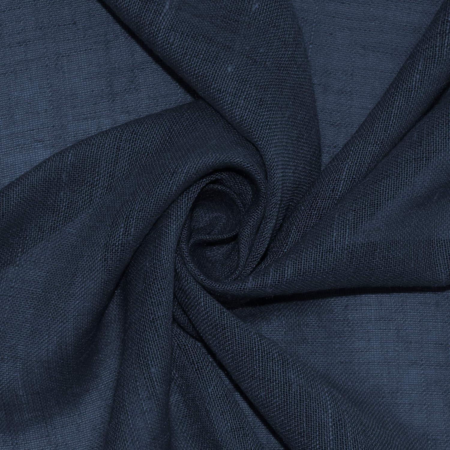 84"x52" Slub Textured Linen Blend Grommet Top Curtain Navy - Archaeo: Modern Light Filtering Panel