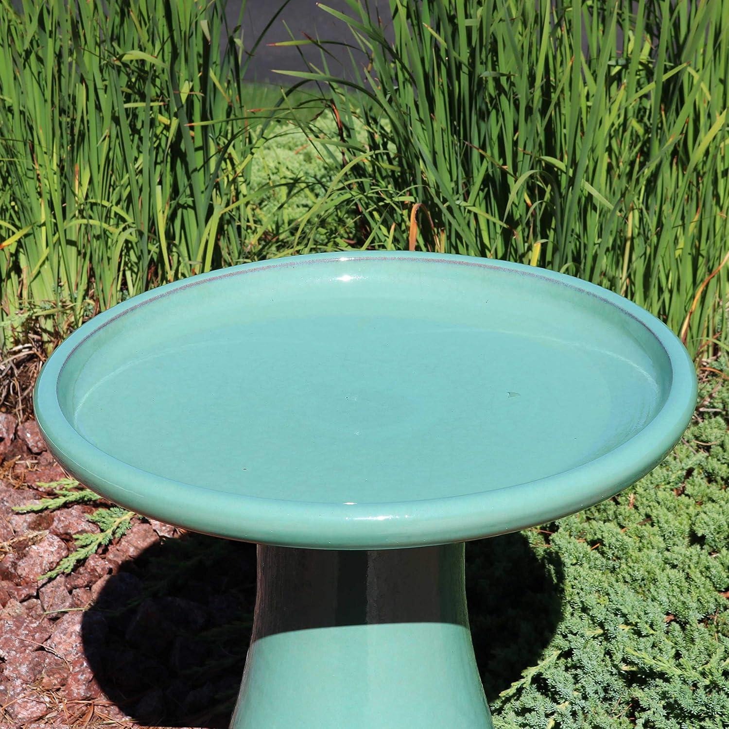 Sunnydaze Outdoor Weather-Resistant Garden Patio Classic High-Fired Smooth Ceramic Hand-Painted Bird Bath