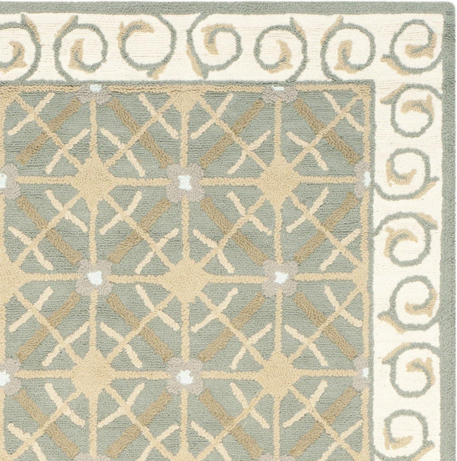 Newport NPT443 Hand Hooked Area Rug - Olive/Beige - 5'6"x8'6" - Safavieh.
