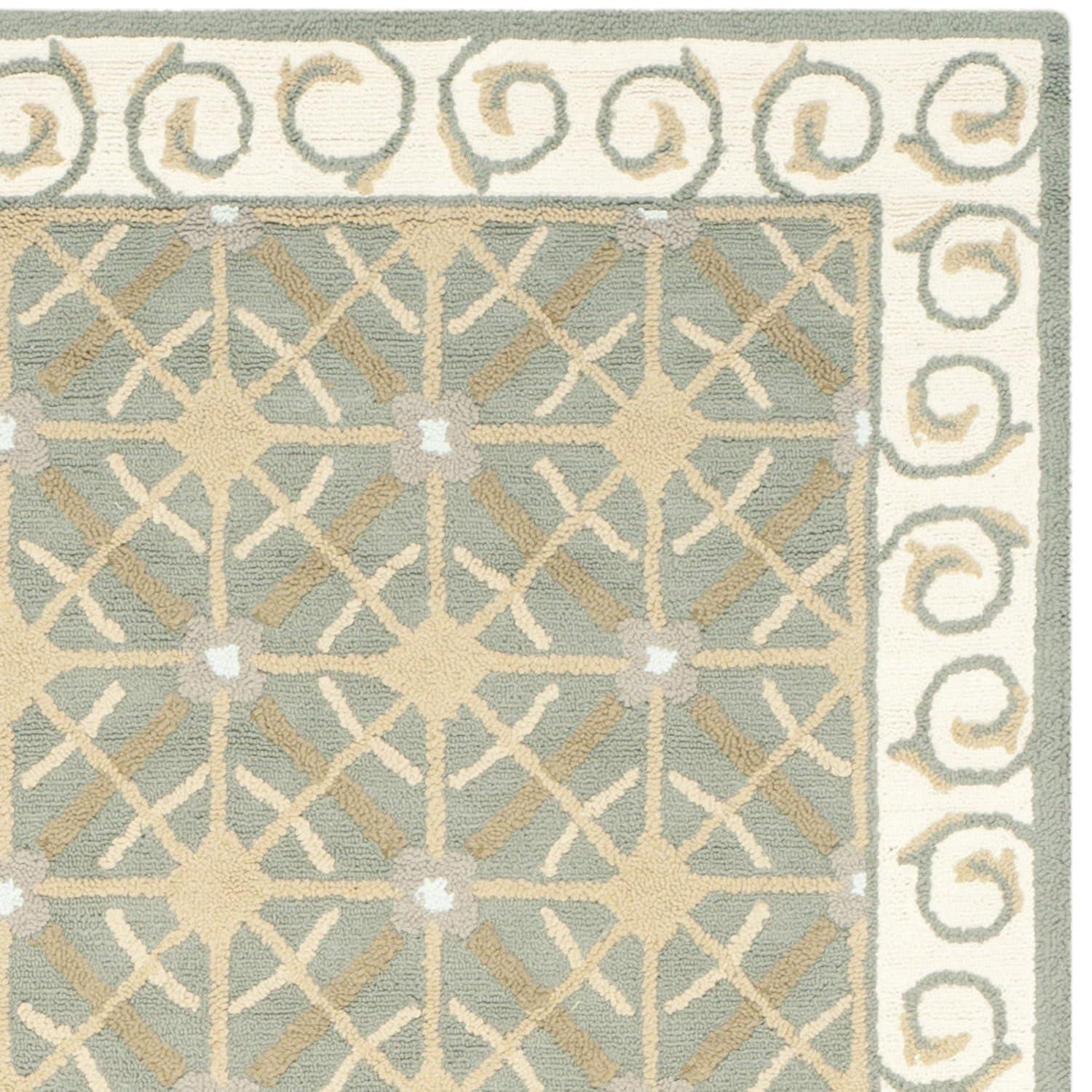 Newport NPT443 Hand Hooked Area Rug - Olive/Beige - 5'6"x8'6" - Safavieh.