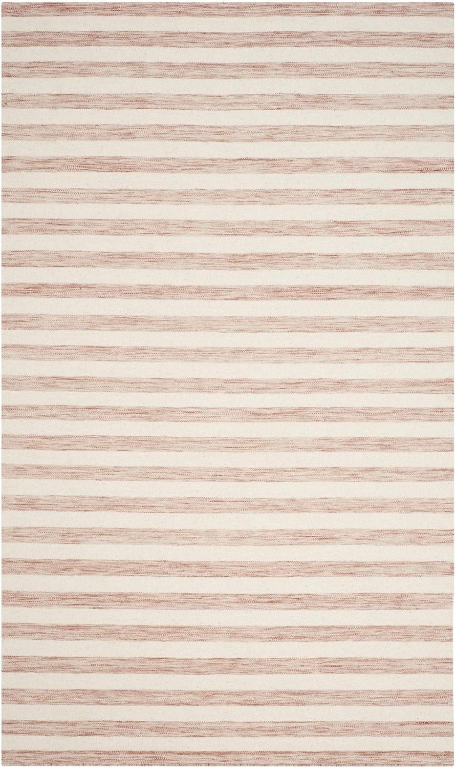 Dhurries DHU575 Hand Woven Area Rug - Rust/Ivory - 4'x6' - Safavieh.