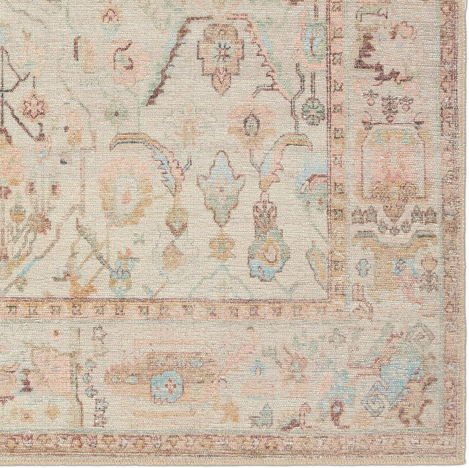 2'6"x7'6" Runner Avin Oriental Rug Blush/Cream - Jaipur Living: Traditional Floral Area Rug for Living Room
