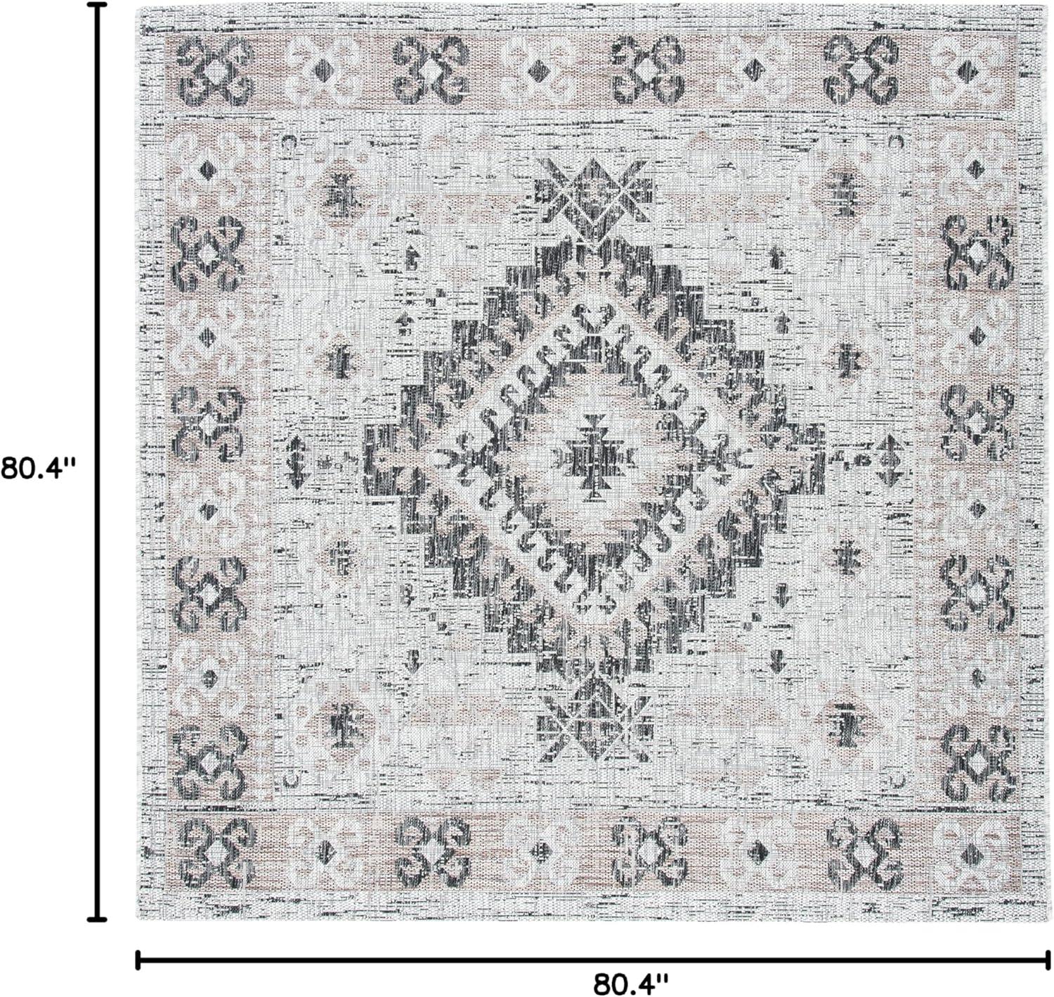 Courtyard CY8546 Power Loomed Indoor and Outdoor Area Rug - Light Grey/Light Beige - 6'7"x6'7" - Safavieh