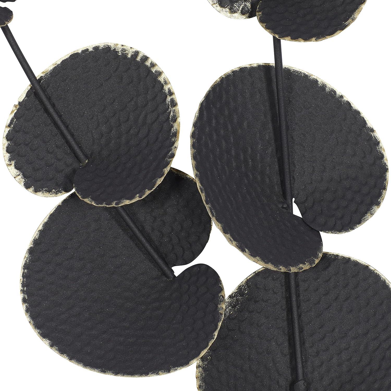 DecMode Black Metal Leaf Wall Decor