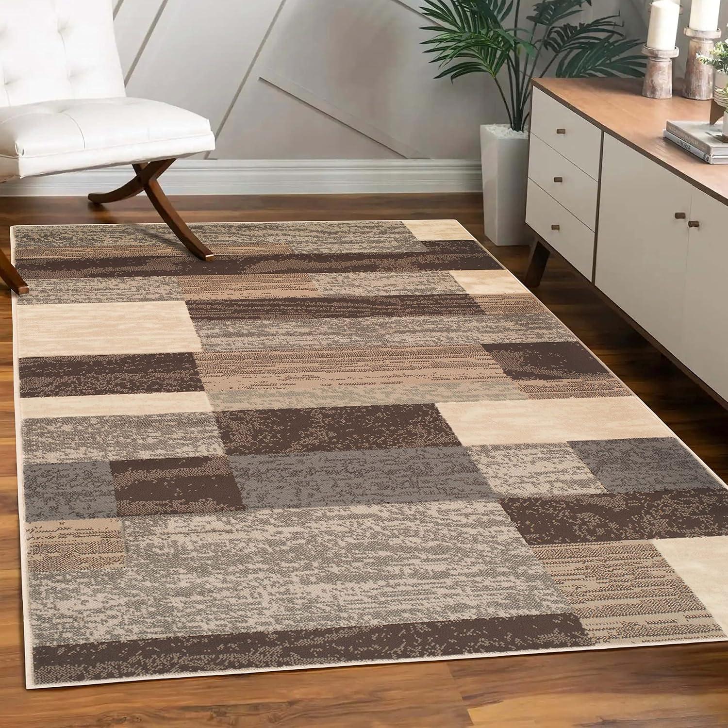 Slate Geometric Easy-Care Synthetic 5'x8' Area Rug