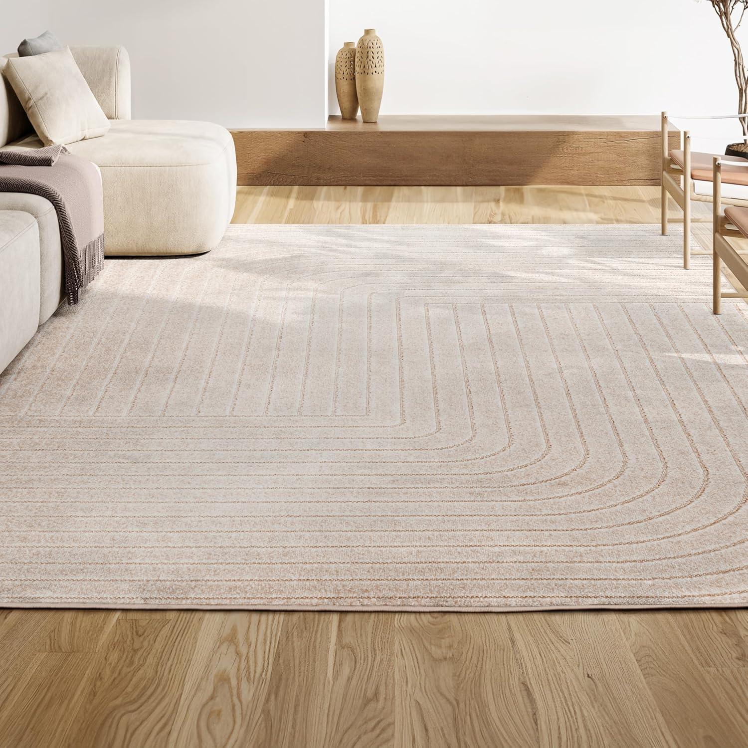 JONATHAN Y Odense High-Low Minimalist Angle Geometric Ivory/Cream 3 ft. x 5 ft. Indoor/Outdoor Area Rug