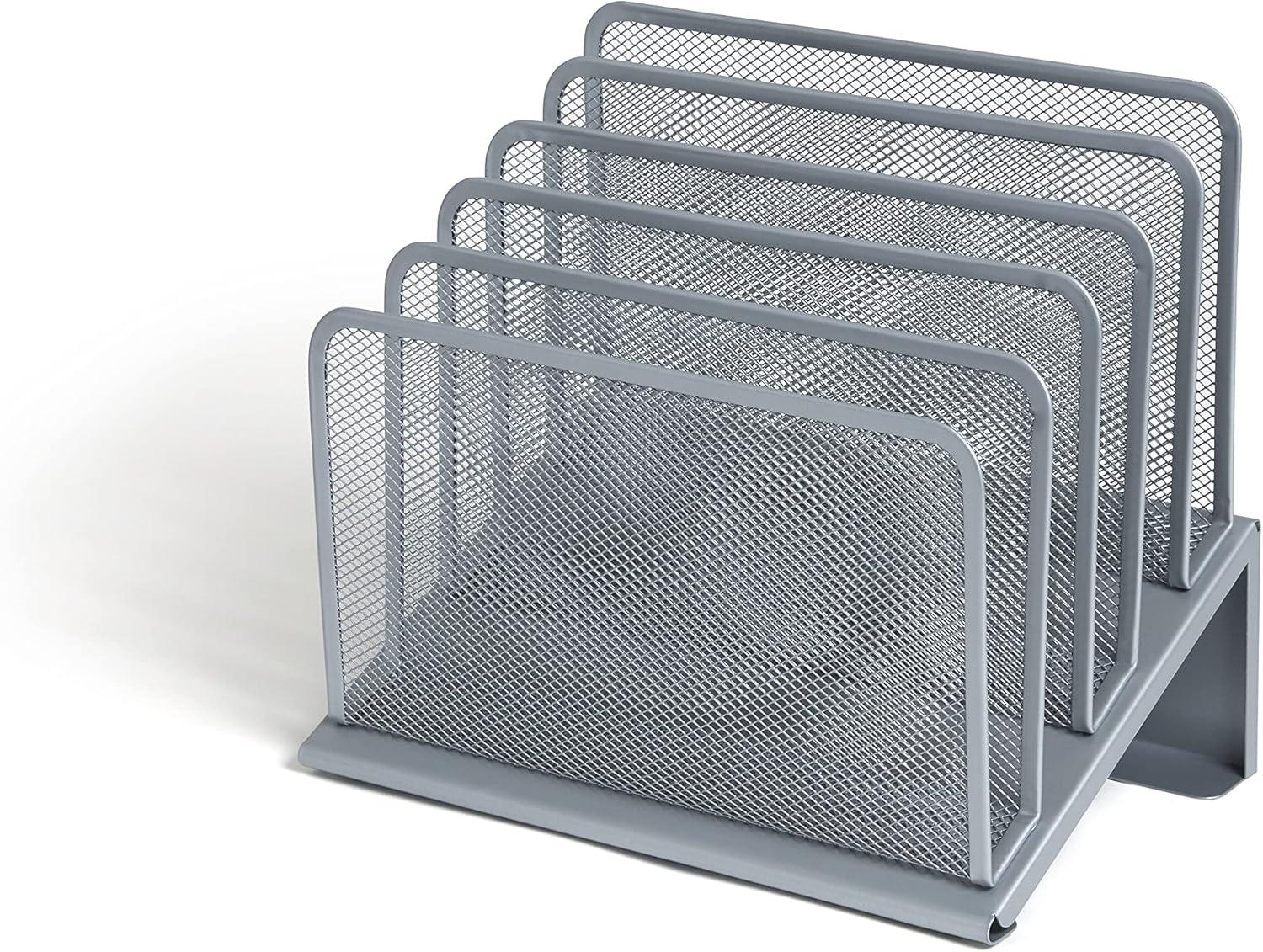 TRU RED 5 Compartment Wire Mesh File Organizer Silver TR57555-CC