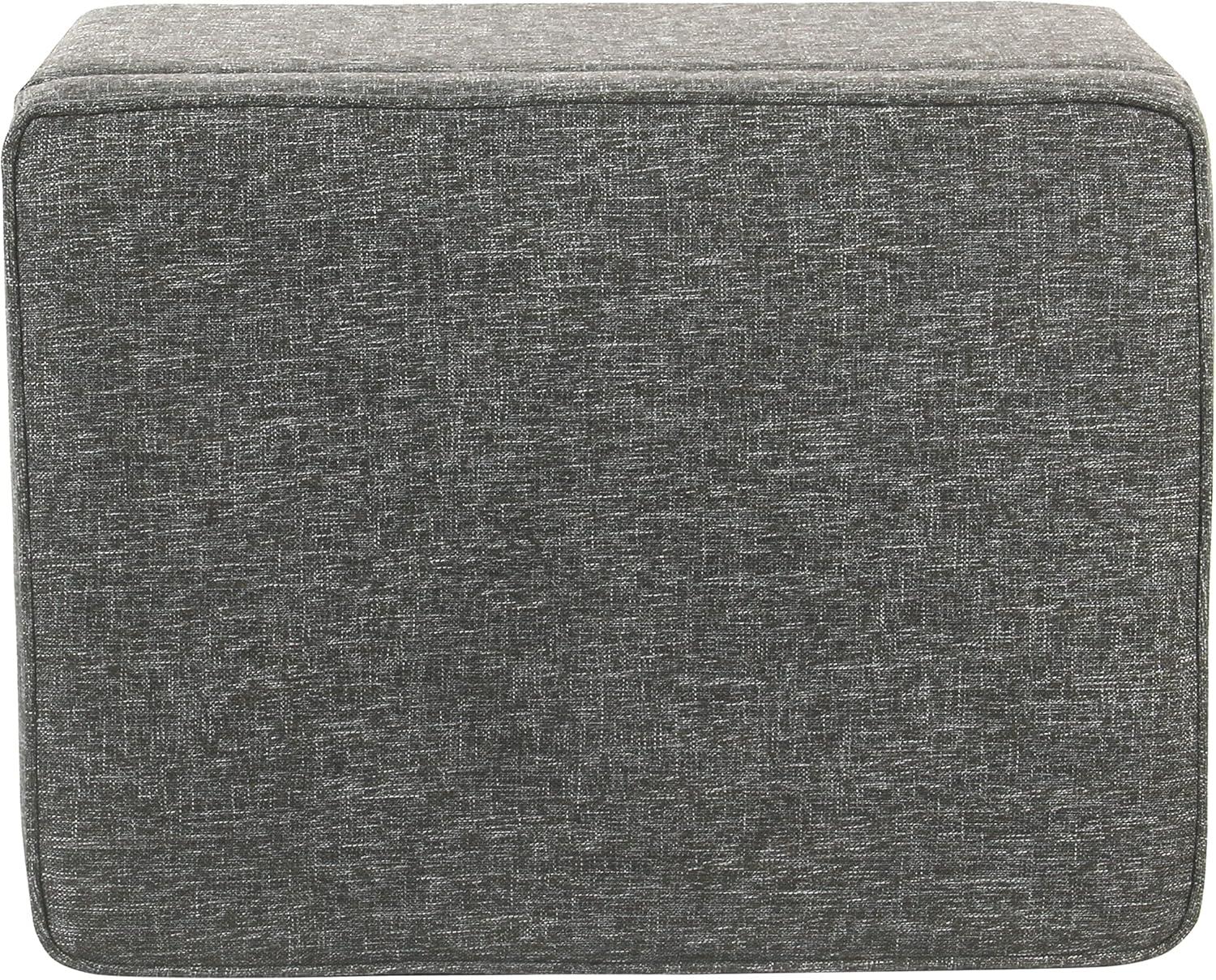 Slate Gray Heathered Tweed Medium Storage Ottoman with Walnut Legs