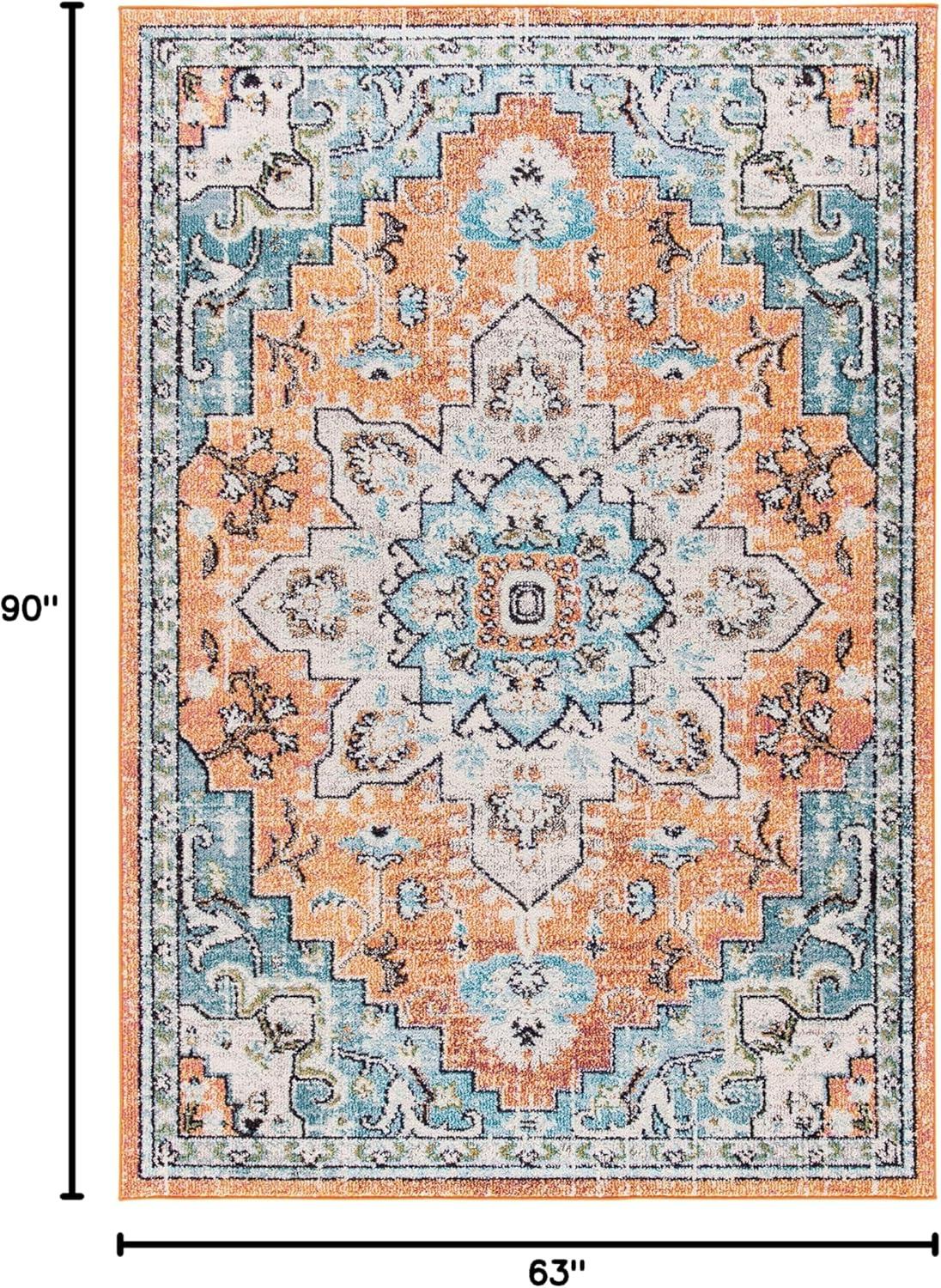 Madison MAD473 Power Loomed Indoor Area Rug - Orange/Teal - 5'3"x7'6" - Safavieh