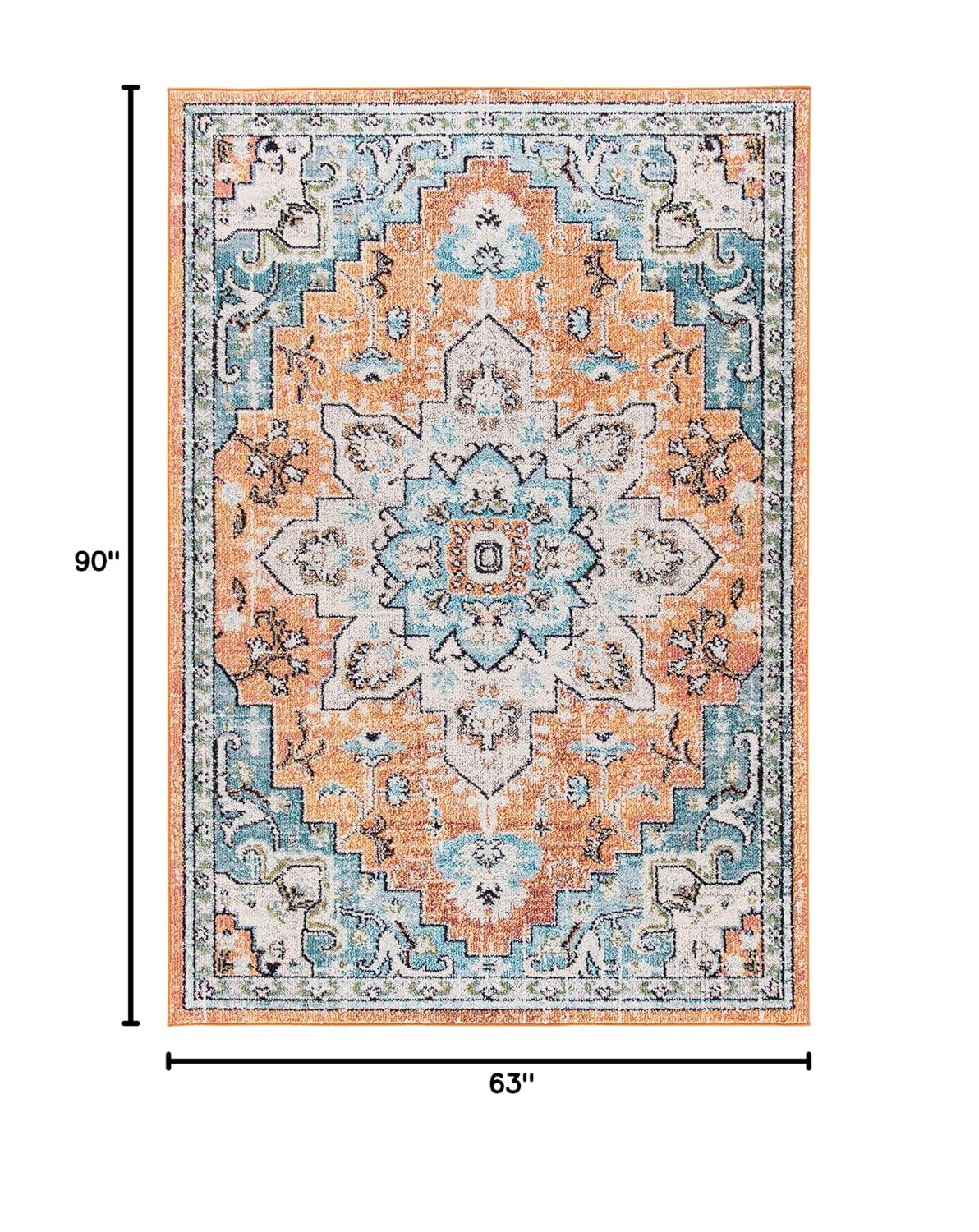 Madison MAD473 Power Loomed Indoor Area Rug - Orange/Teal - 5'3"x7'6" - Safavieh