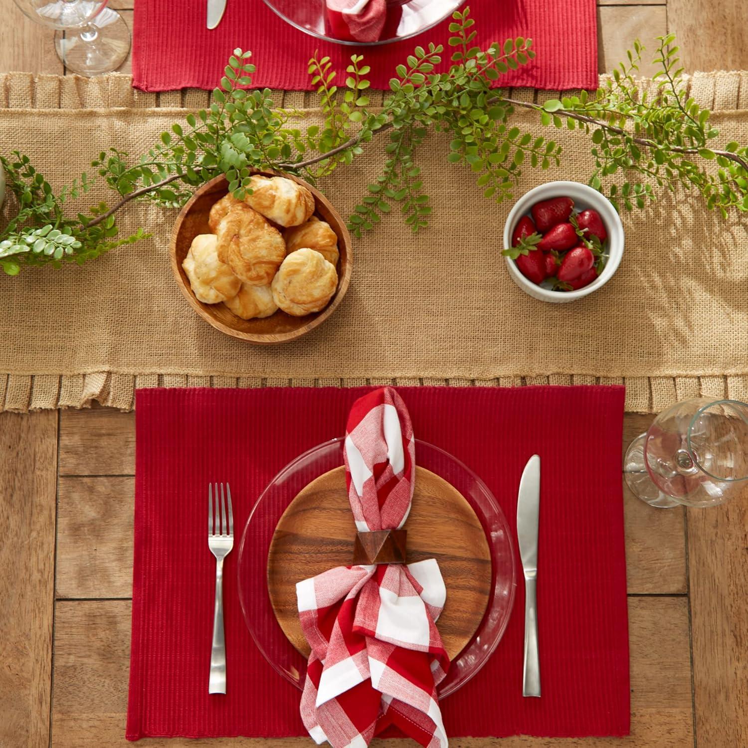 DII Modern Style Cotton Ribbed Placemat in Cardinal Red (Set of 6)